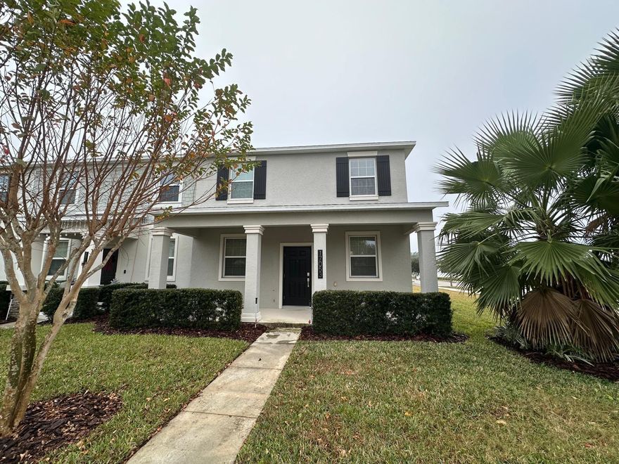 Home in Winter Garden’s townhome community.
This spacious 3-bedroom, 2.5-bath residence offers an open floor plan with a stunning oversized quartz kitchen island, perfect for cooking and entertaining. The private courtyard is finished with pavers, fencing, and central drainage for easy upkeep. Upstairs, the owner’s suite is generously sized, with a bathroom featuring granite counters. The entire home has been recently painted. Move-in ready with nothing left to do.