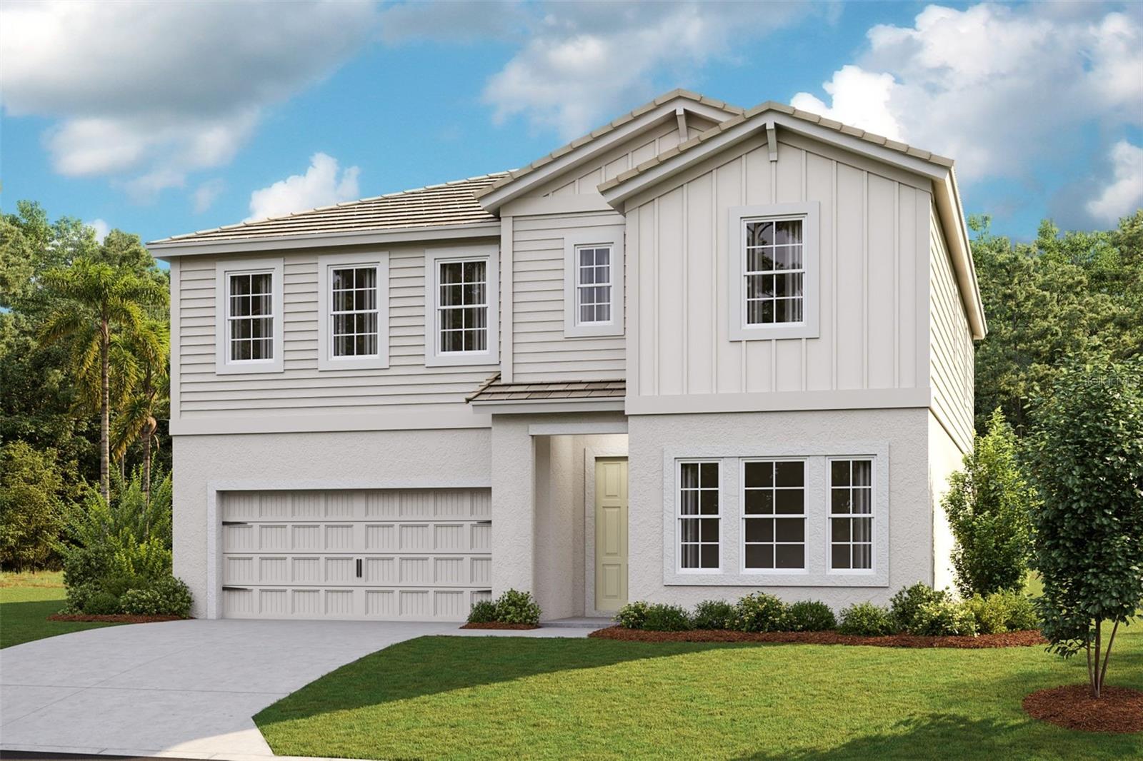 Under Construction. This Pelican is currently under construction and will be ready Sep / Oct 2025! This home features Sonoma Linen cabinets, Frost Whte MSI Quartz counter-tops, Polaris Plus LVP flooring, and more. The Pelican is a refreshing, open floorplan that is just perfect for entertaining! The gracious foyer invites you to the grand room, spacious kitchen and café which overlooks the covered lanai. A formal dining room or optional den, and secondary bedroom and bath complete the main level of this floorplan. Upstairs features a large bonus room that leads to 3 spacious secondary bedrooms. The owner's retreat is tucked away at the back of the second story. The Master bath features a walk-in shower, tub and oversized walk-in closet. A convenient and spacious laundry room can be found in this level as well. Located in fast-growing Pasco County, Mirada homebuyers soon will enjoy a unique 15-acre man-made lagoon, the largest in the country! Mirada Lagoon connects residents with an amazing beach environment right in their own community to swim, kayak, paddle board and relax. The community’s multi-modal paths conveniently connect neighborhoods to additional amenities like tot lots and dog parks. Nearby services include the Mirada Publix and access to the brand-new Kirkland Ranch Academy of Innovation, opening in 2023. From high-speed action—including super-fast ULTRAFi Wifi--to leisurely strolling or floating, at Mirada you can live life to the fullest.
Images shown are for illustrative purposes only and may differ from actual home. Completion date subject to change.