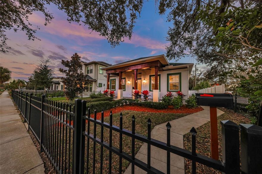 Welcome to 2348 2nd Ave S! Imagine owning a private, single-family sanctuary at the epicenter of St. Petersburg’s most exciting transformation. Set on a historic brick street with granite curbing, this all-block residence delivers an exceptional lifestyle just two blocks from the vibrant Grand Central corridor. Step outside and you’re moments from the city’s best coffee, culture, and cuisine. Start your mornings at Bandit Coffee, browse Pour and Decor or ArtPool, and unwind at local favorites like 3 Daughters Brewing, Wild Child, or Trophy Fish. With the SunRunner only blocks away, downtown St. Pete is just minutes away, no car required.

Perfectly positioned for the future, the home sits just blocks from the massive Tropicana Field redevelopment, placing you at the heart of St. Petersburg’s next wave of entertainment, retail, and dining, while still enjoying the privacy and autonomy of a detached single-family residence.

Inside, the home impresses with 10-foot ceilings throughout and dramatic 14-foot vaulted ceilings with skylights in the living room, flooding the space with natural light. Custom artisan epoxy floors add a sleek, modern edge and lead into a beautifully appointed kitchen featuring shaker cabinetry, premium quartzite countertops, a marble backsplash, and a high-performance gas range. The primary suite is a true retreat, complete with a spacious walk-in shower and dual closets offering generous storage.

The home’s technical specifications offer long-term financial advantages. Solid block construction, paired with impact-rated windows and doors, delivers excellent energy efficiency and lower monthly utility costs. Additionally, because this is a newer construction home, high construction standards result in significant savings on insurance premiums. Cedar-wrapped porches and a professionally designed landscape package provide a warm, organic contrast to the home’s contemporary architecture.

A standout feature is the fully detached carriage house, a true 1-bedroom, 1-bath residence that feels like a second home on the property. Ideal for guests, a private home office, or a high-demand rental, it adds exceptional flexibility and value. The property also features a two-car garage for the main house plus a separate single-car garage for the carriage house, offering rare parking and storage flexibility for this location.

This is more than a home; it is a front-row seat to the best of St. Petersburg, blending single-family comfort with an unbeatable urban location. Opportunities like this are rare, and this one truly delivers.
