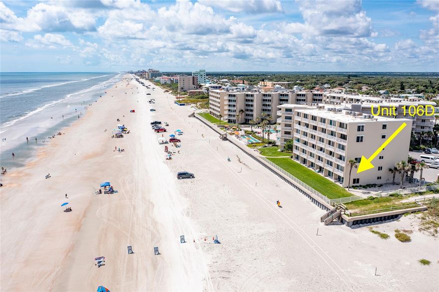 Welcome to the GROUND FLOOR, Northeast CORNER unit in the highly desirable building of The Pelican! Exterior building renovation, roof, windows, and paint are underway so this condo will be in tip top shape! This townhome style unit has incredible DIRECT north and east views! From your living room and the master bedroom you will feel as if you are sitting on the sand. View the beautiful white sand and blue water through new hurricane high impact sliding glass doors and windows, added in 2020, this large expense is taken care of for you. Hurricane windows are great for noise, protection, piece of mind and there is no need for unsightly roll down shutters. Head on up to the second floor where you will find the master suite with ensuite, second bedroom with a Murphy bed, perfect for guests and/or a home office. Do not worry there is a chair assist (new battery Dec. 2019) on the stairs if walking up stairs ever becomes an issue. New A/C 2020, dishwasher and stove 2018. The Pelican Condo has excellent rental history if you decide to rent for added income when your not here. Pets allowed for owners. Other wonderful amenities included 2 pools, newer club house, shuffle board, and grills. Come view one of New Smyrna Beach's most desirable condo complexes. ;Water: City