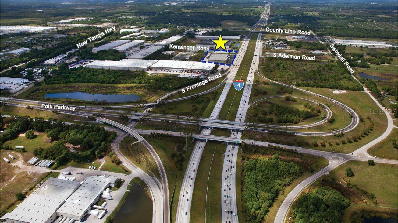 Single Tenant / Prime Location - Light Industrial Building with Covered Service Bay.
High visibility immediately bordered by South Frontage Rd and Interestate 4 to the north and Kensinger Road to the west.
Highlights: *High Visibility on I-4 * Additional Office Space on Mezzanine Level *Ample Parking *Fully Fenced Property
*Billboard Sign Income : Long Term Lease on I-4