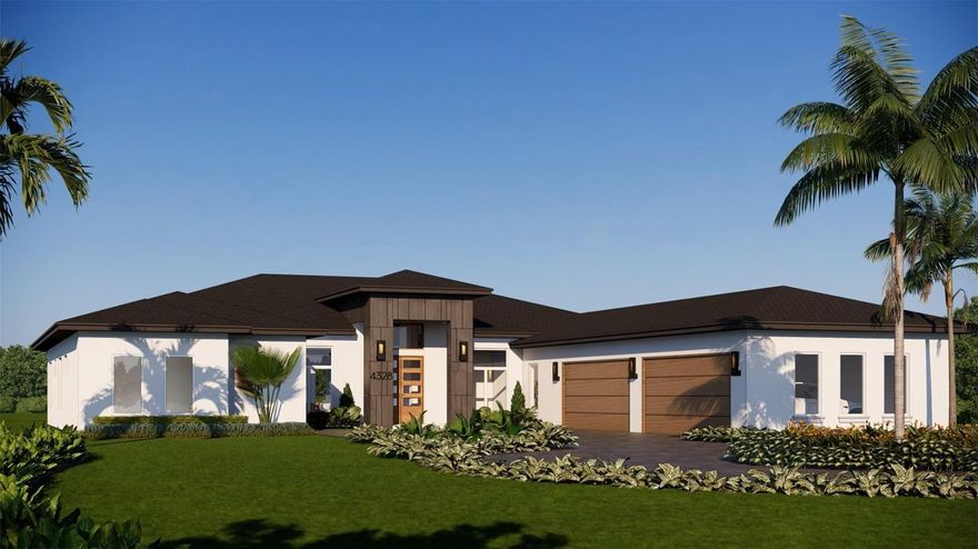 Pre-Construction. To be built. 4 Bedroom, 4.5 Bathroom, 4 Car Garage Custom Home! 4633 sq ft of living space, set on a sprawling 2.5 acre lot. The property exudes tranquility with its lush mature landscape, offering ample room for a pool, outdoor activities, gardening, or farm animals. Inside, the home features a modern layout with luxurious finishes, a spacious kitchen, formal and informal dining, office, game room and a lavish Master Suite which features double tray ceilings, his and her closests, large shower and a freestanding tub. Outside, the large lot provides privacy and a peaceful escape, while still being conveniently close to Winter Garden’s vibrant amenities, including shopping, dining and top-rated schools. Ideal for Homeowners seeking a rural escape without compromising accessibility. Alternative floor plans for this homesite are available upon request.