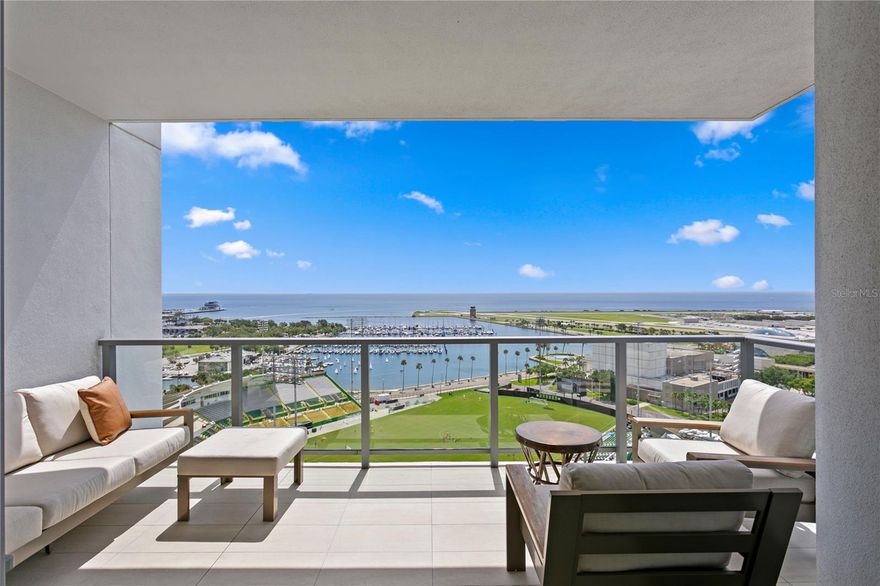 Under contract-accepting backup offers. Live Above It All at SALTAIRE – Downtown St. Pete's New Standard of Luxury

Welcome to SALTAIRE, the epitome of elevated urban living in the heart of Downtown St. Petersburg. Perched on the 16th floor, this expansive 2,712 sq ft residence is the largest non-penthouse floor plan available—offering unmatched space, style, and sweeping panoramic views of Tampa Bay, Albert Whitted Airport, and the Tampa Bay Rowdies’ soccer field. With a remarkable Walk Score of 9.5, you’re steps away from acclaimed restaurants, the Mahaffey Theater, world-class museums, and vibrant waterfront parks. Inside, this 3-bedroom, 4-bath home (each bedroom with its own en suite plus a guest bath) is designed with both luxury and functionality in mind. A spacious den offers the flexibility to create a fourth bedroom or sophisticated home office. The custom interior features sleek modern upgraded tile flooring in main areas,  porcelain in the spa-like primary bathroom, and floor-to-ceiling walls for a clean, modern aesthetic. A chef-inspired kitchen and dry bar area include high-gloss Nolte European cabinetry, premium countertops, an induction cooktop, and under-counter wine cooler—ideal for both entertaining and everyday indulgence. SALTAIRE offers premier resort-style amenities: 24-hour concierge, a cutting-edge fitness center with Peloton bikes, a resort-style pool and spa with cabanas, BBQ grills, and a stunning residents’ lounge and clubroom with outdoor dining. Don’t miss this rare opportunity to own a one-of-a-kind residence in one of Downtown St. Pete’s most prestigious addresses. Schedule your private tour today and experience SALTAIRE living—luxury, redefined.