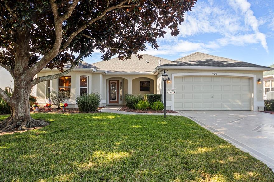 UNIQUE POOL HOME OVERLOOKING A PROTECTED TORTOISE PRESERVE! This 3/2 ROYAL PALM floor plan home in the Village of Woodbury offers stunning sunsets and direct preserve views for exceptional privacy. Recent updates include a NEWER ROOF (2020) and A/C (2018). The private backyard features a 40’ lap pool with gas-heated spa, perfect for relaxing or entertaining.

Inside, enjoy a kitchen with STAINLESS STEEL appliances, granite countertops, an eat-in area, large breakfast bar, and pull-out shelving. The open living area showcases engineered hardwood flooring and 10’ vaulted ceilings with views of the pool and preserve. The spacious primary suite offers two walk-in closets and an updated en-suite bath with granite countertops, dual sinks, and a tiled walk-in shower. A split floor plan provides guest privacy, with one guest bedroom overlooking the pool and preserve.

Additional features include a built-in radio system, interior laundry, tasteful décor, quality furnishings, hide-a-way couch with pull out bed, and move-in ready extras including pool equipment, bicycles, and tools. Conveniently located near First Responders Rec Center, Nancy Lopez Country Club, Mulberry Grove and Chatham Rec Centers, shopping, dining, Publix, Walgreens, Beall's, and the VA Center, all just a short golf cart ride away.