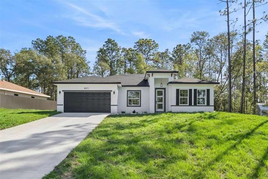 Welcome to 9571 North Old Mill Way, Citrus Springs, FL 34433, Brand New Construction Ready for You to Call Home!

Discover the perfect blend of modern design and everyday comfort in this beautifully crafted 4-bedroom, 2-bathroom new construction home nestled in the peaceful community of Citrus Springs. From the moment you step inside, you'll appreciate the thoughtfully designed open floor plan that creates a seamless flow between the living, dining, and kitchen areas, ideal for both entertaining and everyday living.

Laminate flooring runs throughout the entire home, offering a clean, cohesive look that's as durable as it is stylish. The open-concept layout is flooded with natural light and provides the kind of spacious feel that today's buyers love.

This smart split-bedroom floor plan offers the ultimate in privacy and functionality. Tucked away at the rear of the home, the primary suite serves as your own private retreat  complete with a generous walk-in closet and a beautifully appointed en-suite bathroom featuring double vanities and a sleek stand-alone shower.

On the opposite side of the home, three additional guest bedrooms provide plenty of space for family, visitors, or a home office. They share a well-appointed full bathroom with a convenient tub/shower combo.

Step outside to enjoy a nicely sized backyard with plenty of room to create your own outdoor oasis whether you're dreaming of a garden, a fire pit, or simply a space to unwind under the Florida sky.

Located in Citrus Springs, enjoy the tranquility of a quiet neighborhood while remaining conveniently close to local shopping, dining, parks, and the natural beauty of Citrus County.

Don't miss your chance to own a brand new home with no prior owners, schedule your showing today!