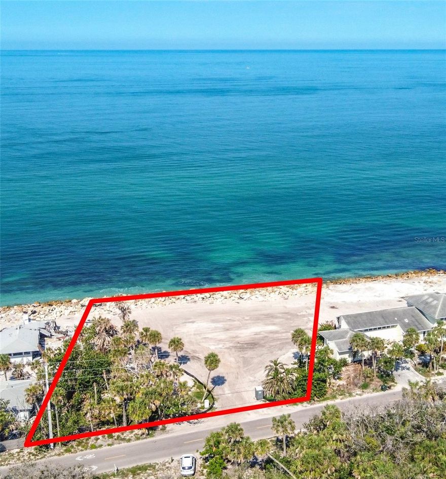 150' +/- TRUE GULF FRONT - VACANT LOT ON MANASOTA KEY! One of the rarest offerings on Florida's West Coast -  Positioned directly on the beach offering panoramic views and dramatic sunsets overlooking the Gulf of Mexico..  All making this an ideal site to design & build your magnificent coastal residence. This is truly one of the few remaining opportunities to build directly on the shores of Florida's West Coast.  Manasota Key is celebrated for it's natural beauty, privacy, and understated luxury - free from high-rise congestion, yet minutes from refined dining, golf, boating, daily conveniences and cultural amenities. For the discerning buyer seeking a luxury residence, this Gulf-front parcel is a blank canvas with infinite potential. It's an invitation to create a timeless coastal retreat in one of Florida's most coveted and limited beachfront settings.  Current Boundary & Topographic Survey Available.