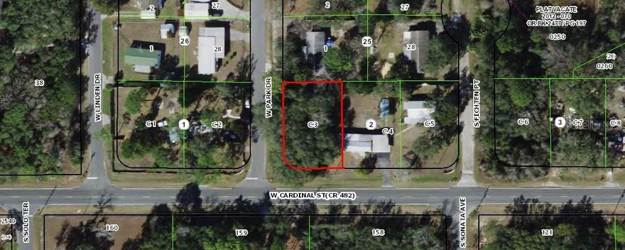 65 X 120 Lot on W Park Ave and Cardinal St. in Homosassa,Florida. Aproximalty 1 mile from Highway 19. Great investment property!