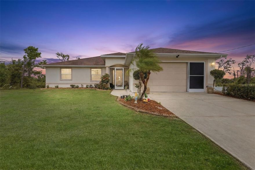 Discover the perfect Florida retreat in this beautifully maintained 3-bedroom, 2-bathroom pool home, located on a peaceful dead-end street in the desirable Rotunda Sands community. Boasting 2,063 sq. ft. of living space, this residence features an open-concept floor plan with high ceilings and an abundance of natural light. The open concept living area flows seamlessly from the kitchen, complete with a center island, into the living and dining areas—ideal for entertaining. The kitchen has plenty of storage, stainless steel appliances, quartz countertops and a separate counter for casual dining. Sliders lead out the screened lanai seating area with a heated pool, certainly an oasis for relaxation or gathering with guests. Enjoy the fenced in backyard with mature landscaping and fruit trees for your pets and outdoor activities. 
The home’s split floor plan allows your guests privacy while you retreat to your spacious Primary bedroom. The ensuite features dual sinks, a walk-in shower, soaking tub and two walk-in closets. Plus private access to the screened-in pool patio through the slider doors.
Peace of mind with a new roof (2022), Hurricane shutters, AC (2022), Pool cage (2019), pool solar panels( 2018), and located in an X flood Zone.
Areas of interest close by include Boca Grande, Beaches of Manasota Key, world class fishing, water sports, Cape Haze Pioneer Trail, dining and shopping with so much more to explore. This home offers the ultimate Southwest Florida lifestyle with an incredibly low HOA and a quiet neighborhood.