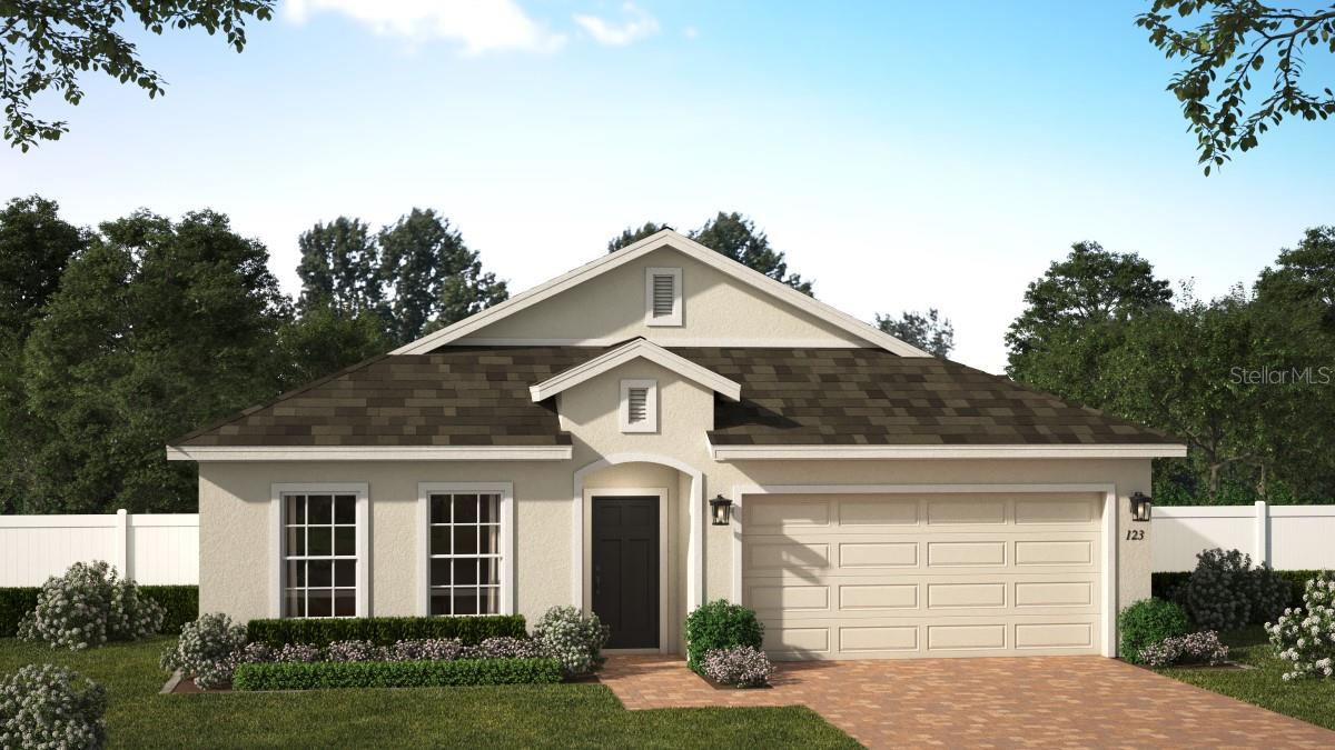 Move-In Ready! Step into the Kensington Flex, a stunning open-concept 4 Bedroom, 2 Bath home with a 2-Car Garage and luxurious finishes throughout. The spacious Great Room flows seamlessly to the covered Lanai, ideal for entertaining or relaxing outdoors. Enjoy stylish and durable luxury vinyl plank flooring throughout, including all bedrooms. The well-appointed Kitchen features 42" upper cabinets, quartz countertops, a sleek tile backsplash, large center island, and stainless steel appliances. The Primary Suite includes a luxurious ensuite Bath featuring a large walk-in closet, dual-sink vanity with quartz tops, and a walk-in shower with upgraded wall tile surround and frameless glass enclosure. Curb appeal shines with attractive landscaping, and a brick paver driveway and lead walk. Don't miss your chance to call this exceptional home yours! Enjoy the resort-style community pool and cabana, recreation area, and playground. The Florida Turnpike is just under a mile from community and provides easy access to all of Central Florida, including downtown Orlando, the Orlando International Airport, and all the major destinations. Enjoy the extensive outdoor recreation Minneola has to offer from biking through the city’s rolling hills, fishing, boating, or kayaking in Clermont’s Chain of Lakes or across the street at the Minneola Athletic Complex that offers fun for the whole family.