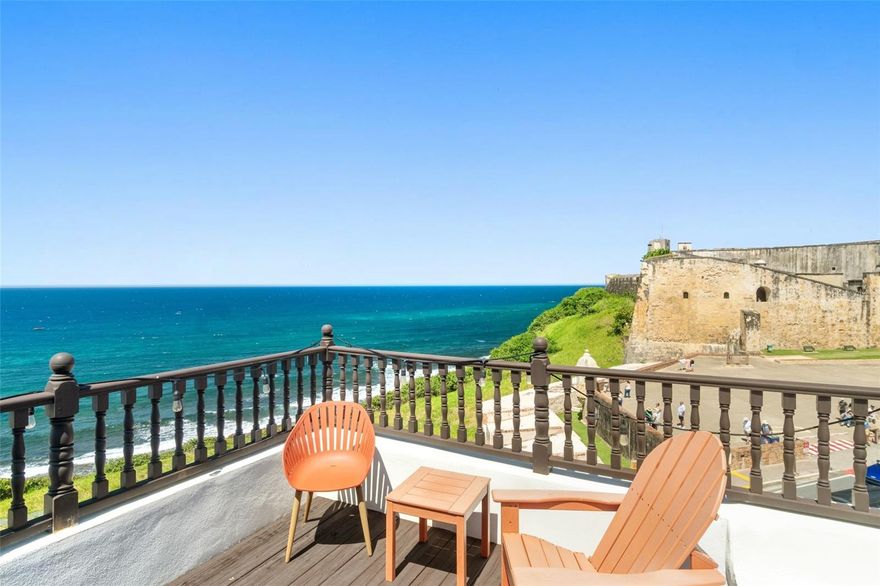 Welcome to Casa Lila, an extraordinary oceanfront villa in the heart of Old San Juan, where 500 years of history, Caribbean beauty, and modern luxury come together in one irreplaceable property.

Beautifully restored and rich with character, Casa Lila offers the rare opportunity to own a piece of Puerto Rico history. Set along the iconic cobblestone streets of Old San Juan, this historic villa captures the essence of the city’s charm while offering breathtaking views of the Atlantic Ocean and the legendary Castillo San Cristóbal.

Designed for both refined living and unforgettable hospitality, Casa Lila features two spacious bedrooms, three full bathrooms, multiple outdoor living areas, and a spectacular rooftop wood deck ideal for entertaining, sunset cocktails, or al fresco dining with ocean breezes as the backdrop.

The primary suite is a private retreat, complete with a luxurious full bathroom, walk-in closet, and private balcony showcasing sweeping ocean and fort views. The guest bedroom offers its own sense of romance and elegance with two Juliet balconies and an antique wardrobe that complements the villa’s historic ambiance.

Upon entry, an interior patio welcomes you with a hammock and comfortable lounge furnishings, creating a peaceful escape within the home. The first level features air-conditioned living and dining areas, a fully equipped kitchen, and a full bathroom, blending everyday convenience with timeless architectural charm.

A spiral staircase leads to the second level, where the bedrooms offer privacy and comfort. Above, the third-level rooftop deck becomes one of the home’s most memorable spaces, with room for dining, sunbathing, and taking in the magic of Old San Juan from above.

Casa Lila is equipped with modern comforts including Wi-Fi, air conditioning, washer and dryer, BBQ grill, linens, towels, and essential amenities, making it well-suited as a private residence, vacation home, or luxury short-term rental investment.

Currently positioned as a desirable short-term rental, Casa Lila offers exceptional appeal for buyers seeking a property with both emotional and income-producing value. Its oceanfront setting, historic architecture, rooftop entertaining space, and walkable Old San Juan location create a truly unique ownership opportunity.

Whether envisioned as a personal Caribbean retreat, a legacy residence, or a boutique hospitality asset, Casa Lila is more than a home — it is a story, a destination, and a rare chance to own part of Puerto Rico’s living history.
