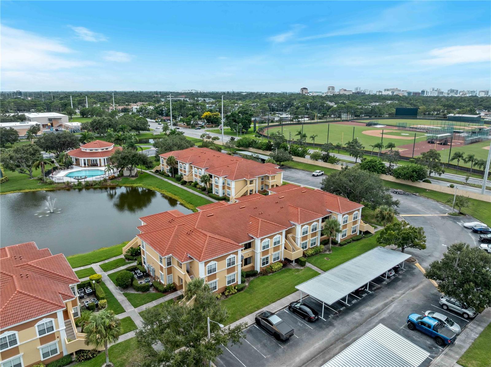 Freshly remodeled 1BR/1BA second-floor condo in the gated Villagio community, just minutes from downtown Sarasota. This unit features new high quality LVP floors, fresh paint, newly replaced windows, and new quartz counters throughout, along with new appliances, an open living and dining space, and in-unit laundry. A bonus office area provides a convenient home workspace. The spacious bedroom includes a walk-in closet, while the large bathroom offers an upgraded walk-in shower. This unit also includes a covered carport spot for parking.
Villagio offers resort-style amenities including a heated pool, gym, tennis courts, playground, fitness facilities, and clubhouse. Ideally located near Ed Smith Stadium – home of the Orioles spring training – SRQ Airport (15 min), Siesta Key Beach (15–20 min), and downtown Sarasota (8 min), with easy access to I-75 and US-301.
Perfect for full-time living, snowbirds, or investors. Pet-friendly (owners only, tenants may not have pets) and allows 30-day minimum rentals up to 3 times per year. Move-in ready and beautifully updated—enjoy comfort, convenience, and the Sarasota lifestyle in one of the city’s most central communities!