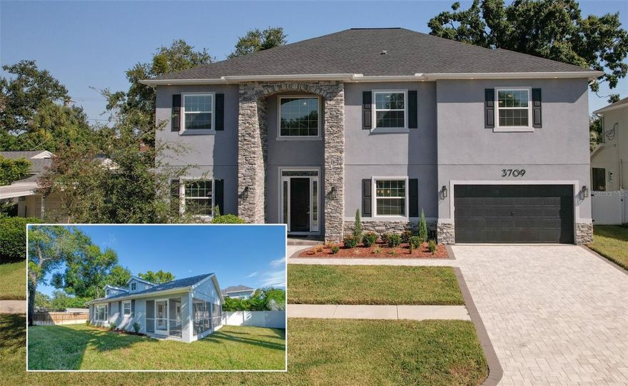 One or more photo(s) has been virtually staged. NEW Construction! Rare opportunity in sought-after Plant HS district! Not in a Flood Zone and at 20 FT ABOVE SEA LEVEL! NO HOA/CDD FEES! 
Looking for a DETACHED GUESTHOUSE? LOOK NO FURTHER! This NEW CONSTRUCTION home offers stunning 5,518 sq ft main residence with 5 BED / 4 BATH plus powder bath (2024), a FIRST-FLOOR EXECUTIVE OFFICE, and a HUGE UPSTAIRS BONUS ROOM, PLUS beautiful 900 sq ft GUESTHOUSE with 2 BED/ 1 BATH (2020). 6,418 SqFt total for $405/SqFt - WOW!!!
Park on the elegant PAVER DRIVEWAY and step inside this BRAND-NEW MAIN HOME which exudes luxury with soaring 10-FOOT CEILINGS, 8-FOOT DOORS THROUGHOUT, IMPACT WINDOWS AND SLIDERS THROUGHOUT, and elegant CROWN MOLDING throughout. CHEF'S DREAM KITCHEN and FAMILY ROOM create a stunning GREAT ROOM concept with incredible warmth and coziness. Massive 10x7 FOOT QUARTZ ISLAND with three convenient popup outlets for appliances serves as the heart of this space, while stunning THOR MODERN GAS RANGE takes center stage beneath IMPRESSIVE OVERSIZED HOOD, and convenient POT FILLER adds professional functionality. Beautiful STACKED STONE FIREPLACE creates the perfect gathering spot. Expansive WALK-IN PANTRY connects seamlessly to garage through convenient DROP ZONE - genius design for busy families! Show-stopping BUTLER'S PANTRY features WET BAR, DISPLAY CABINETRY for entertaining, WINE COOLER for connoisseurs, and stunning HERRINGBONE TILE BACKSPLASH that commands attention.
First floor offers PRIVATE BEDROOM with EN-SUITE BATHROOM, executive office with FRENCH DOORS, FORMAL DINING ROOM, and convenient powder bathroom perfect for guests.
Magnificent PRIMARY SUITE sanctuary boasts SPA-WORTHY BATHROOM with OVERSIZED DESIGNER TILE, indulgent STAND-ALONE SOAKING TUB, rainfall shower, and dual vanities. Two enormous CUSTOM CLOSETS feature quartz tops and barn doors. Game-changing BONUS ROOM adjacent to master creates your personal entertainment paradise - envision HOME THEATER NIGHTS, MORNING WORKOUTS, or GAME DAY FUN, complete with WET BAR including fridge, sink, and microwave!
This pristine NEW CONSTRUCTION home is a blank canvas waiting for your personal designer decorating touches! OVERSIZED SECONDARY BEDROOMS feature generous WALK-IN CLOSETS and share DESIGNER JACK-AND-JILL BATHROOM with FLOOR-TO-CEILING TILE and QUARTZ DUAL VANITIES. Additional LARGE BEDROOM offers DUAL WALK-IN CLOSETS. Stylish GUEST BATHROOM showcases FREE-STANDING SINK on QUARTZ COUNTERTOP and eye-catching SPA BLUE GLASS TILE SHOWER-TUB COMBINATION. Luxurious LAUNDRY ROOM includes abundant storage, QUARTZ COUNTERS, BRAND-NEW WASHER/DRYER. Upstairs also includes a LOFT, providing flexible space for work, play, or relaxation.
MULTI-GENERATIONAL LIVING PERFECTION! The secondary home creates ideal living arrangements for aging parents, young adults, or extended family while maintaining privacy and independence. Gorgeous 900 sq ft residence features VAULTED CEILINGS, WOOD-LOOK TILE, and brilliant OPEN-CONCEPT DESIGN. Gourmet KITCHEN rivals any luxury home with QUARTZ COUNTERS, PREMIUM STAINLESS APPLIANCES, and WHITE CABINETRY with DESIGNER LIGHTING. One bedroom opens to 300 sq ft SCREENED LANAI! Smart space planning includes in-closet laundry, spa-style bathroom, and TANKLESS WATER HEATER.

FLOOD INSURANCE NOT REQUIRED! Prime SOUTH TAMPA location literally in walking distance from just about anything! Perfect for MULTI-GENERATIONAL FAMILIES, ADDITIONAL RENTAL INCOME, or GUEST RETREAT. Schedule a showing today!