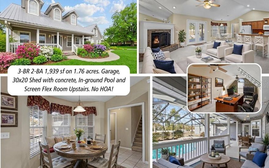 One or more photo(s) has been virtually staged. Welcome home to this beautifully maintained pool home tucked away in the desirable Forest Country Subdivision just off Branford Highway. Situated on a spacious 1.76 acre lot, this property offers the perfect blend of privacy, comfort, and room to enjoy the outdoors. The thoughtfully designed split-floor plan features 3 bedrooms, 2 full bathrooms, and a versatile upstairs bonus room ideal for a home office, playroom, or guest retreat. Step outside to your own screened-in pool, creating a relaxing space for entertaining or unwinding year-round, bug free! The home also includes a water softener and offers excellent storage with a 30x24 storage shed plus an additional rear storage shed. Meticulously cared for and move-in ready, this home delivers peaceful country living with the convenience of nearby amenities. A must-see property that truly feels like home.