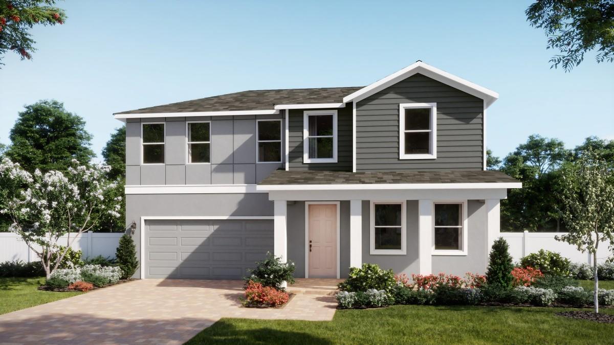 Under Construction. Discover the beautifully designed Acacia plan—an inviting 5-bedroom, 3-bath home featuring a welcoming front porch and a thoughtfully laid-out first floor with a private Primary Suite, along with a convenient Guest Bedroom near the front entry. The spacious Great Room flows seamlessly to a large covered Lanai, perfect for entertaining or enjoying outdoor living. Elegant tile flooring enhances the 1st floor main living areas, complemented by window blinds throughout for added style and comfort. The well-appointed kitchen features 42" cabinets with crown molding, sleek quartz countertops, tile backsplash, stainless steel appliances, a corner pantry, and a generous center island ideal for gatherings. The Primary Suite boasts a luxurious ensuite bath with dual sinks in adult-height vanity, quartz countertops, a walk-in shower with upgraded wall tile surround, and large walk-in closet. Upstairs, a versatile Loft offers endless possibilities as additional gathering space, Media Room, or private exercise retreat. Outstanding amenities include covered Playground and walking trails featuring outdoor exercise equipment, with future amenities to include pool and cabana. Oakview is conveniently located just 1 mile from SR 429 for easy commuting, and only 11 miles from Wekiva Springs State Park and 12 minutes from Lake Apopka. Additionally, the Community is close to the upcoming new Wyld Oaks development featuring a 3 acre medical campus and extensive retail spaces.