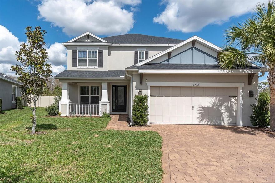 Experience luxury Florida living in the highly sought-after, award-winning community of Starkey Ranch in Odessa with this stunning 4-bedroom, 3.5-bath pool home offering 2,612 sq ft plus a private office plus bonus room and exceptional indoor-outdoor entertaining space. Built in 2022 and still smelling brand new, this beautifully maintained home sits on a rare .23-acre fully fenced conservation lot backing to the Starkey Ranch Preserve, providing ultimate privacy with no rear neighbors. The open-concept floor plan features soaring vaulted ceilings, expansive sliding glass doors that disappear into the wall, and a balcony overlooking the living room and kitchen, creating a bright and dramatic living space. The chef’s kitchen includes a gas cooktop, walk-in pantry, and spacious entertaining layout, while the first-floor primary suite offers dual walk-in closets and a spa-like bath with soaking tub, walk-in shower, and double vanity. Step outside to your resort-style backyard featuring a 6-foot-deep gas-heated pool with hot tub, spillover spa, and water feature, plus an oversized covered lanai ideal for grilling and entertaining, pre-plumbed for a full outdoor kitchen and equipped with automatic roll-down privacy shades. Additional highlights include epoxy-coated garage flooring with storage shelving, gas dryer, reclaimed water irrigation for the sprinkler system, and the peace of mind of being located outside a flood zone. Located in Starkey Ranch, one of Tampa Bay’s premier master-planned communities, residents enjoy top-rated schools, parks, trails, community pools, and convenient access to Odessa, Trinity, and Tampa.