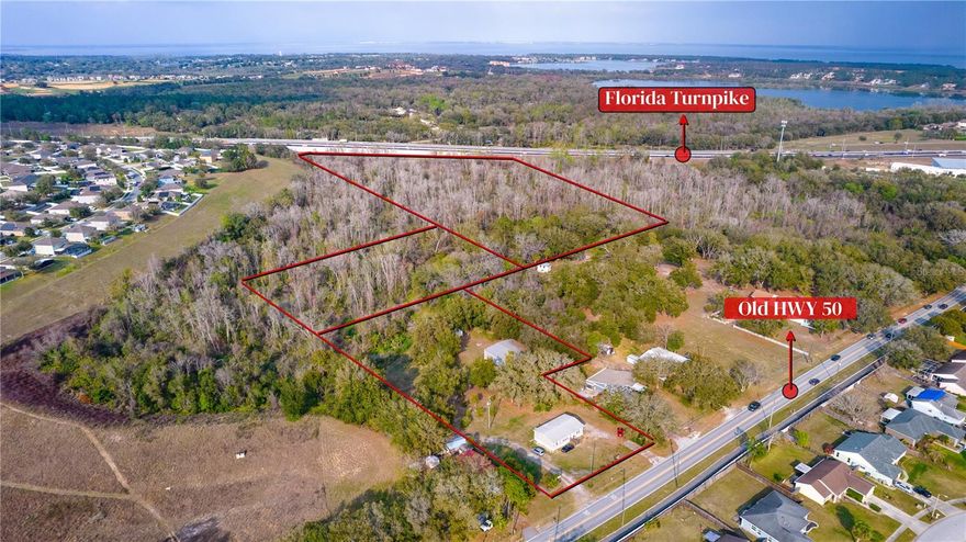 Attention Developers and Investors! This prime 23+ acre property presents an incredible development or investing opportunity in the rapidly growing area of Clermont. Location! Location! Location! Boasting road frontage on Old Highway 50. Situated in an area experiencing significant Growth, this property provides endless possibilities. Whether for residential development, agriculture, or future investment. Its strategic location offers proximity to entertainment, shopping, dining, and healthcare with easy access to major highways.

Sold As-Is. Sale is a package deal including 3 parcels in total all adjacent. Zoned Residential / Agriculture, Future land use: Urban Low. All three available Alt numbers 1592283, 1529417, and 1529433. Property is unincorporated not in city jurisdiction. For zoning questions please contact the Lake County planning and zoning department. Seller has a survey for the first parcel only, buyer will need to obtain their own survey for the other two parcels.