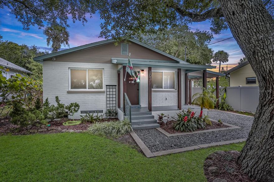 Completely fabulous beach cottage just steps from Flagler Ave and a few more to the beach with both contemporary styling and a retro appeal just begging for your attention. So much love has been put into this home, getting it perfectly ready for a new owner. Freshly painted interior and exterior, gleaming original heart of Oak floors, natural light pouring thru the newer windows, just feel the flow of the home as you walk into the open living-dining and kitchen space. The full half bath right off the kitchen, then onto the new 16x16 wood deck with string lights and a private yard. Two well-sized bedrooms with closet storage space and another full bath with the neatest bubble decor floor (have to see it) and original cast iron tub even out this bungalow in one of the most desired locations in the area. Spend your days and nights on a golf cart frequenting the shops, bars, and restaurants of Flagler Ave, or step over to the beach for surfing, fun, and the sun. The most delectable of scenarios the area has to offer, and it will be sold fast! ;Water: City