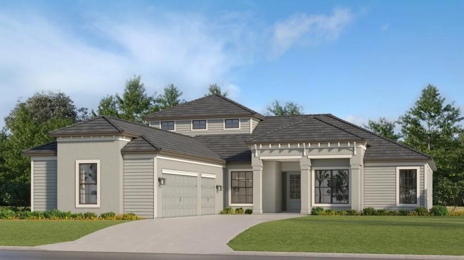 Under Construction. Own a slice of paradise at this golf and resort-style community, complete with a topnotch array of luxury amenities in award-winning community of Lakewood Ranch, FL. Experience the thrill of two Gordon Lewis-designed golf courses, included with a bundled golf membership. Savor a delectable meal at the club’s restaurant, enjoy your favorite drink at the bar or unwind by the pool under the warm Florida sun. Whether you're hitting the links or relaxing with friends, life is undeniably great at Calusa Country Club. The community has something to offer residents in all walks of life, with access to the best of nearby shopping, dining and more at Lakewood Ranch’s Main Street and three town centers. Enjoy everything this coveted location has to offer. This luxurious two-story home features a formal dining room and den near the foyer, followed by an open gourmet kitchen and Great Room in a shared airy layout. Ideal for entertaining, there is a covered porch with an optional summer kitchen and an upstairs spacious bonus room with a wet bar. All three bedrooms are situated on the first floor, including the sprawling owner’s suite with a resort-style bathroom. Prices, dimensions and features may vary and are subject to change. Photos are for illustrative purposes only. Estimated delivery date is Dec 2025/Jan 2026.