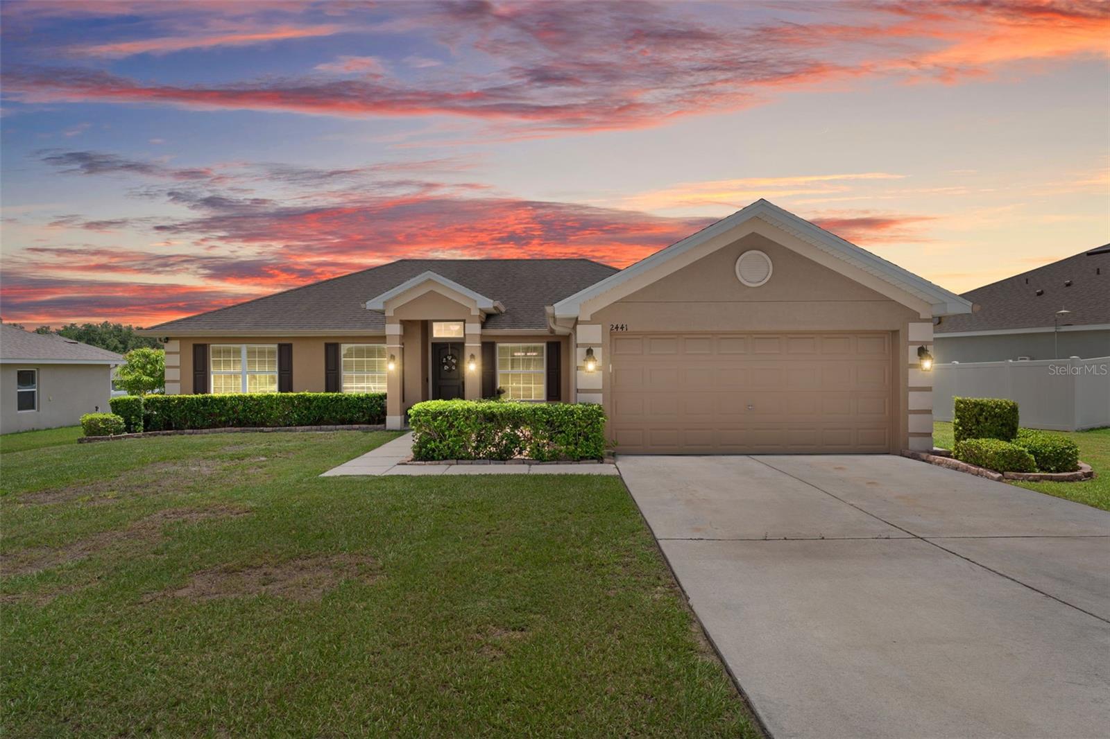 Upgraded 3-Bed + Bonus Room in Eagle Crest – Spacious Lot, Prime Location!
Welcome to 2441 Twin Lake View Rd, located in the desirable Eagle Crest community in beautiful Winter Haven, Florida. This meticulously maintained 3-bedroom, 2-bath home with a flex/bonus room offers 1,861 sq ft of well-designed living space on a generous lot with plenty of room to add a pool.
Once inside discover an open-concept layout with wood-look porcelain tile throughout, no carpet anywhere! offering both durability and style. The split-bedroom floor plan ensures privacy, while the tray ceilings in the primary suite add a touch of elegance.
The heart of the home features a spacious kitchen overlooking the dining and living areas, perfect for entertaining or everyday living. The bonus room offers flexibility for a home office, playroom, gym, or guest space.
Situated near top-rated schools and just minutes from Legoland, shopping, dining, and entertainment, this home combines convenience with a quiet, family-friendly atmosphere.
With a low annual HOA and thoughtful upgrades throughout, this property is a standout in one of Winter Haven’s most sought-after neighborhoods.
Don’t miss your chance to make this one yours—schedule your private showing today!