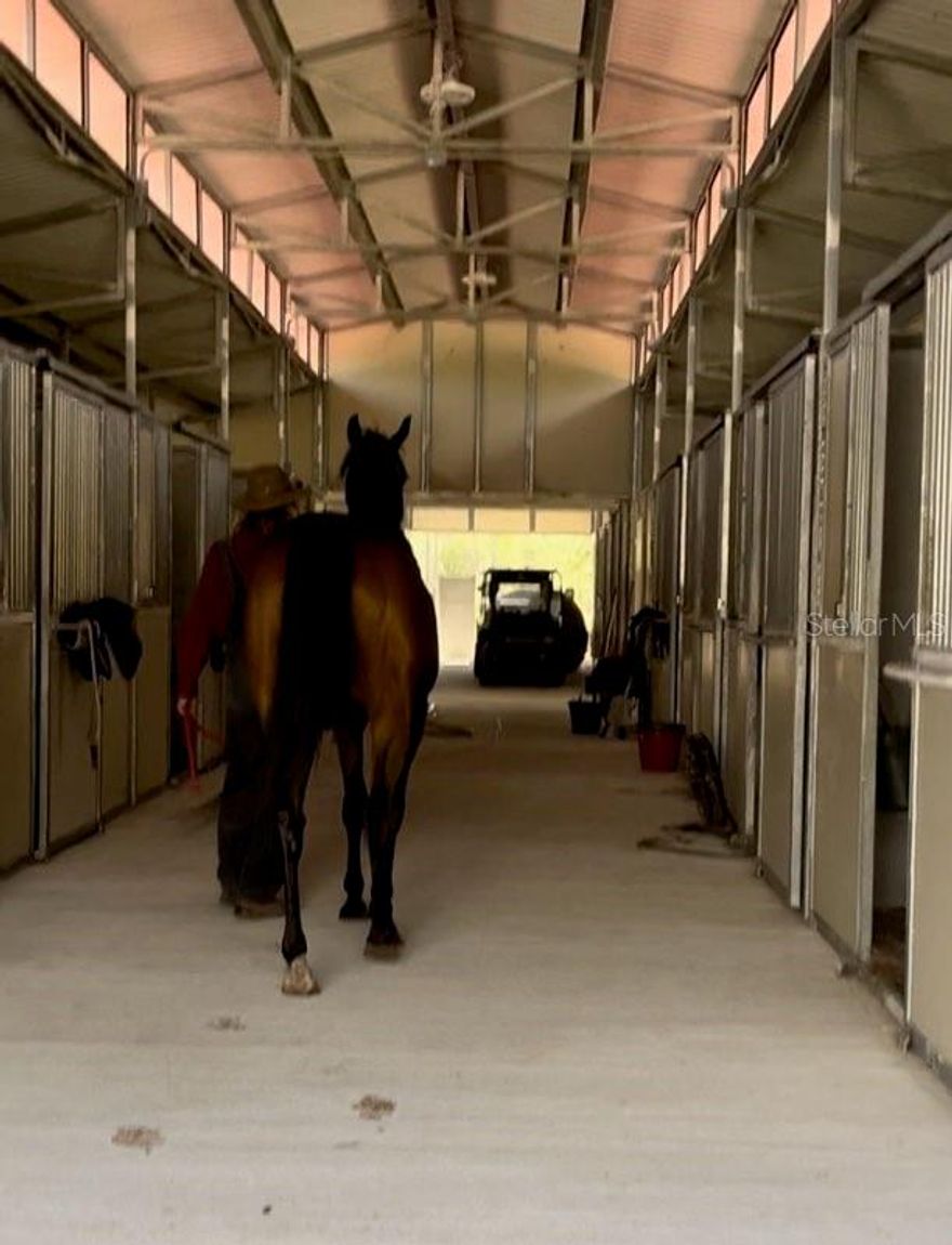Private training center on 40 acres, indoor wash rack, (center isle way, (3) horse start gates, Multiple units avail. Professional trainer available.  1 mile gallop track and smaller jogging track, additional stalls available as needed, round pen, 200' riding area, Multiple riding trails, utilities included.  Clean Quiet country style living, first and deposit.  Located North Brooksville.  Paved road to entrance.  Suncoast 15 minutes away. 1 bed 1 bath