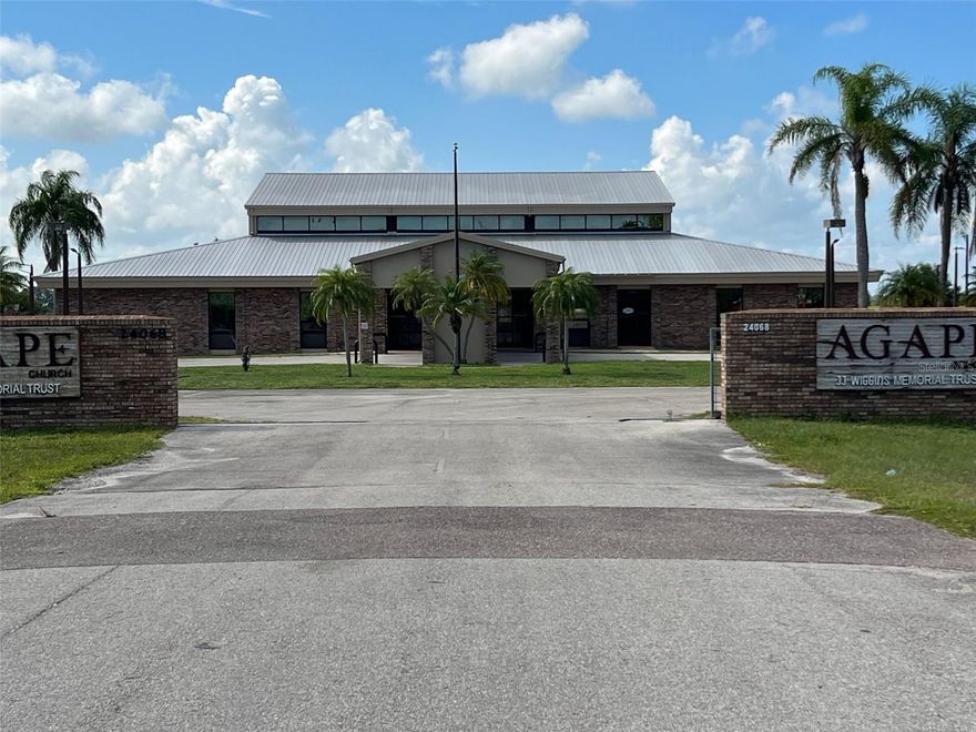 Two commercial buildings with over 570' of highway 27 frontage, sitting on 7 acres of prime Glades County real estate.  Building One  is a 12474 sq/ft building with over 4000 sq/ft of open space, with 22' ceilings, several private rooms, office, multi-stall bathrooms, and a boardroom.  Building Two is a 8140 sq/ft building that has a large open space, 2 classrooms and restrooms.  In addition the property has a 30 plus space, asphalt parking lot, a 960 sq/ft airconditioned storage building and a 576 sq/ft pole barn