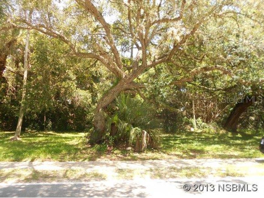 Great piece of land on Saxon in New Smyrna Beach. This lot is located across the street from the river. The land features grandfather oaks and is only 1,000ft to the beach. A sand/shell dune gives the property one of the higher elevations in the area.  A two story house could provide views of the river and the ocean. There are 2 lots available, sold separately, side by side.Just a short distance to  shopping and restaurants.  All measurements are approximate; Cleared: No ;Water: Holding Tank
