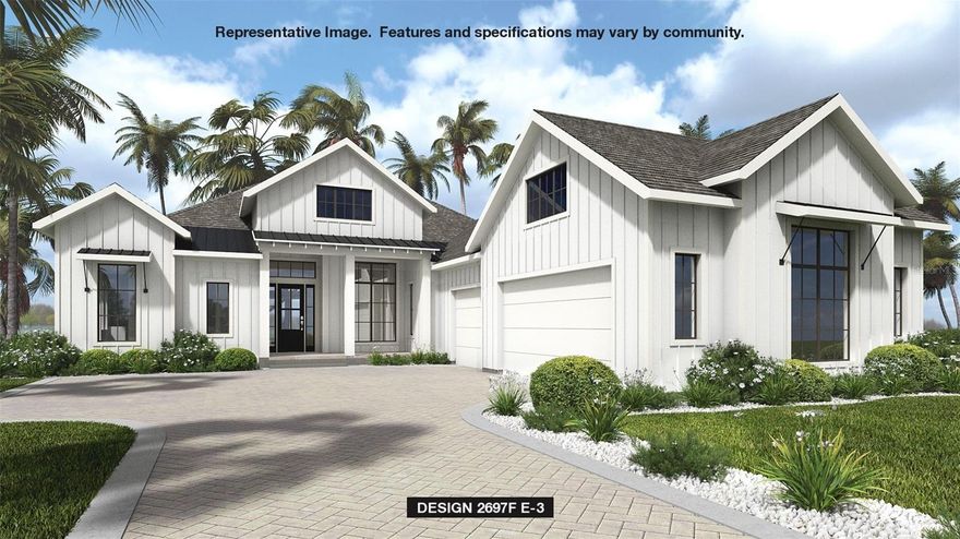 Under Construction. A welcoming covered front porch leads into the entryway of this home, where a private home office awaits just beyond the door. Hardwood floors throughout living areas. The open-concept family room features soaring ceilings, wood mantel fireplace and a sliding glass door that opens to an extended covered lanai overlooking the backyard. Flowing from the family room, the dining area connects to a well-appointed kitchen, which includes an island with built-in seating, ample counter space, 5-burner gas cooktop and a walk-in pantry. The primary bedroom, located off the main living area, is highlighted by a wall of windows. French doors open to a luxurious primary bathroom with dual vanities, a freestanding tub, a glass-enclosed shower, and two walk-in closets. Secondary bedrooms each come with their own full private bathroom and walk-in closet. The laundry room and drop zone are conveniently located along the hallway that leads to the three-car garage.