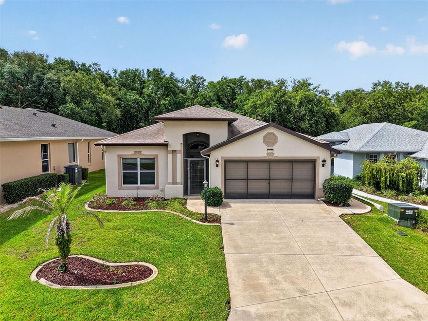 Nestled on a peaceful conservation lot in the premier resident-owned 55+ community of Royal Highlands, this beautifully maintained 2-bedroom plus den home offers the perfect balance of comfort, privacy, and relaxed Florida living. Framed by tranquil natural views with no rear neighbors, this inviting residence is designed for both everyday comfort and easy entertaining.

Step inside to discover an open and airy floor plan with volume ceilings, abundant natural light, and thoughtfully designed living spaces that create a warm, welcoming feel from the moment you arrive. The spacious great room flows seamlessly into the dining area and kitchen, creating an easy layout for gatherings with family and friends. The versatile den provides the perfect space for a home office, hobby room, reading area, or additional guest accommodations.

The kitchen offers ample cabinetry, generous counter space, white appliances, laminate countertops, and a cheerful breakfast nook overlooking the peaceful backyard setting. The private owner’s suite serves as a relaxing retreat with serene conservation views, spacious closets, and an ensuite bath designed for comfort and functionality. Guests will appreciate their own private bedroom and nearby full bath, creating a split-bedroom layout that enhances privacy for everyone. Additional highlights include indoor laundry, abundant storage throughout, a 2021 roof replacement, and a 2022 HVAC system for added peace of mind.

Step outside to the screened lanai and unwind while enjoying beautiful conservation views, colorful Florida sunsets, and the sounds of nature. Whether entertaining guests or simply relaxing with a morning coffee, this outdoor space offers the peaceful lifestyle so many buyers are searching for.

Royal Highlands is a premier gated 55+ community known for its exceptional amenities and active lifestyle. Residents enjoy indoor and outdoor pools, tennis and pickleball courts, shuffleboard, bocce, softball field, fitness center, billiards, library, craft rooms, driving range, and an 18-hole golf course with restaurant and pro shop. The Grand Hall hosts concerts, events, clubs, and countless social activities throughout the year. HOA fees also include Xfinity cable and high-speed internet, along with secure RV and boat storage. Conveniently located near shopping, dining, medical facilities, and major roadways, this home offers the perfect opportunity to enjoy the very best of Central Florida active-adult living.