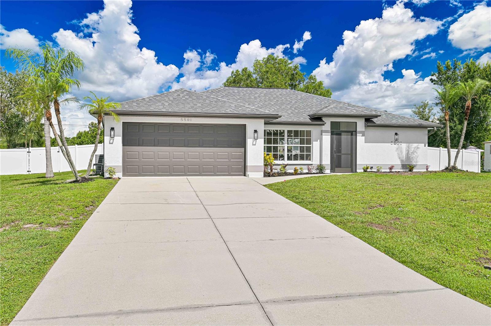 Welcome to this Stunning renovated Pool home In Port Charlotte Gulf Cove Not in Flood zone. The property has been totally renovated from top to bottom like a new home sitting on extra-large 0.35 acres lot. Step inside, you'll be greeted by stunning porcelain wood plank tile that graces the entire house with 5 inches base board gives it the modern feel. The family room, open concept with kitchen and second living room with dining area offers great practical space for family and friends gathering and partying. This luxury kitchen carries brand new hardwood cabinets with soft closing features, beautiful calacatta quartz countertop and Huge Island with waterfall, stainless-steel appliances. Bathrooms have been totally redone with new tile showers, new toilets, and new vanity. Home has brand-new LED lighting throughout the entire house. Property is in X zone, so you don’t have to worry about flood insurance. Property has a new 2024 roof, 2025 AC, New vinyl privacy fence and new water heater provides peace of mind. A perfect lanai with large cover area oversees the sparkling pool and privacy vinyl Fence in backyard provides endless Florida outdoor living lifestyle. One small metal shed for all the tool for gardening and another huge shed for all extra storage. Enjoy optional HOA membership that grants access to the community boat dock—a dream for water lovers! The home’s prime location puts you just minutes from the pristine beaches of Boca Grande, Englewood Beach, and Manasota Key, where you can enjoy sun, sand, and the ultimate coastal lifestyle. Plus, you’ll be close to the charming shops and eateries of Englewood.