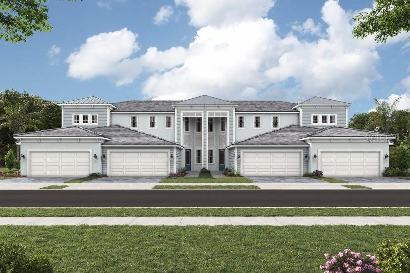 Under Construction. The Acacia is a luxurious 1,904 sq. ft. coach home designed for comfort and elegance. This first-floor residence features a coastal-inspired exterior and impact-resistant windows, ensuring both style and security. Inside, the open-concept floor plan seamlessly connects the great room, dining area, and executive kitchen, which boasts a cooktop, wall oven, and soft-close cabinetry. With a modern take on shaker style, the 42’ upper cabinets in soft Glacier Gray and granite inspired quartz countertops adorn the walls and island. Satin nickel hardware ties in with the appliances and the classic, brick set tile backsplash makes this kitchen a true focal point of the home. The expansive lanai, accessible through two triple-slider glass doors, offers a seamless indoor-outdoor experience with a screened enclosure for year-round enjoyment. The oversized owner's suite is a private retreat, featuring an enormous walk-in closet and a spa-like en suite with a bathroom-length dual sink raised vanity, a glass-enclosed shower with a bench seat, and premium finishes. Two secondary bedrooms at the front of the home provide privacy for guests, with an adjacent full bath featuring a zero-entry shower. A strategically placed powder room and a spacious two-car garage complete this stunning home. Condo ownership. Pricing, dimensions and features can change at any time without notice or obligation. Photos, renderings and plans are for illustrative purposes only and should never be relied upon and may vary from the actual home. Photos are from the model home.