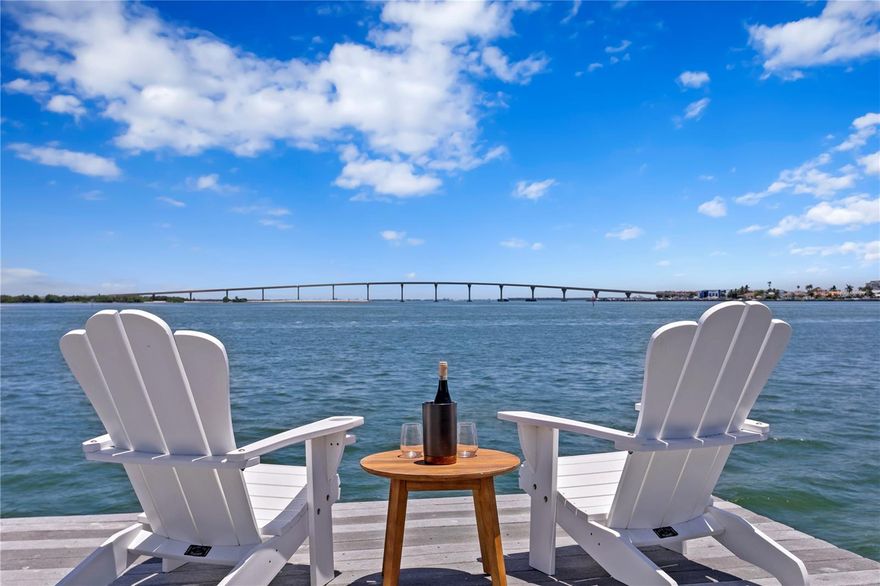 Live like you're on vacation everyday in this amazing home with 75ft of the ultimate open water frontage on Pass A Grille Channel! The fabulous floorplan includes Living room, Dining room, Family Room, a spacious Primary ensuite, along with 2 add'l bedrooms sharing a full bath. The covered Lanai will certainly be one of your favorite spaces. Wide open water views and glorious Sunrises are just a few of the attributes that you'll enjoy. Are you are a "cook your catch" off of the dock fishing enthusiast or an avid boater seeking easy access and no bridges to the Gulf of Mexico, this home has it all! Walk, bike or golf cart to all the charming shops and restaurants in Historic Pass A Grille. Enjoy the tennis, basketball, pickleball, playground, adult exercise stations, pavilion and dog park at the Vina Del Mar Island Park a few steps away from this home.  Wake each morning to our fabulous sunrise and walk to the beach each evening to catch the award winning sunsets. Easy access to vibrant Downtown St Petersburg to enjoy trendy restaurants, visit acclaimed museums or to catch a Rays or Rowdies game. Quick drive to Tampa Int'l or St Pete/Clearwater Airports, makes business or casual travel a breeze.  Location, Location, Elevation is Vina Del Mar Island.