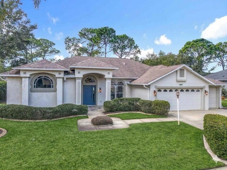 An exceptional value—priced to let you design your dream look. 3-bedroom, 2-bath pool home located on the golf course in the gated Cypress Head community! Welcome home to a spacious tiled front porch that sets the tone for this well-designed residence. Inside, the formal dining room sits just off the entry, while the living room—with pocket sliders—opens seamlessly to the screened lanai overlooking the sparkling pool. The light and bright kitchen offers abundant cabinetry, Corian countertops, a built-in desk for organization, pantry storage, and a casual dining nook. The adjacent family room is filled with natural light from large windows that showcase serene golf course views. The private Owner’s Suite provides direct access to the lanai and features an en suite bathroom with a large, tiled shower, jetted tub, separate water closet, double vanity, and two closets. Two additional bedrooms share a full bath. An inside laundry room, equipped with storage cabinets and a utility sink, connects to the oversized 2.5 car garage. Located in a gated community offering sidewalks, streetlights, a clubhouse, community pool, tennis courts, and pickleball. Served by top-rated schools, this home delivers comfort, convenience, and resort style living. Roof: 2018 / HVAC: 2013 / HWH: 2016