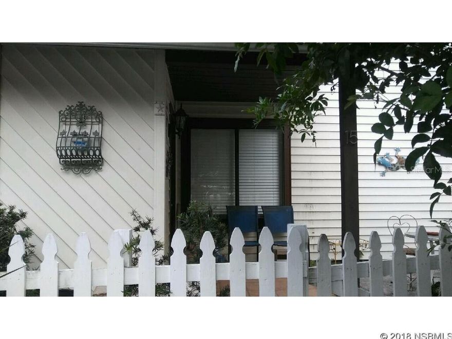 GOOD BUY ON CONVENIENTLY LOCATED TOWNHOME. MAINTENANCE FEE INCLUDES ROOF AND SIDING REPLACEMENT ON BUILDINGS. LAMINATE FLOORS ON FIRST FLOOR. UPGRADED FANS, BASEBOARD. FRONT PORCH AREA HAS PAVERS.  FENCED SMALL YARD WITH SHED. LAUNDRY ROOM IN UNIT.  STOVE IS BAND NEW. EXTRA WATER SPICKET IN REAR.FLOOR TO CEILING MIRRORED CLOSET DOORS. WOULD PREFER 24 HOUR NOTICE TO SHOW BUT SOMETIMES SHOWN ON SHORTER NOTICE.. OWNER OCCUPIED.  HARD TO FIND ANYTHING ELSE IN THIS PRICE RANGE. 3 MILES TO NEW SMYRNA BEACH. ;Water: City