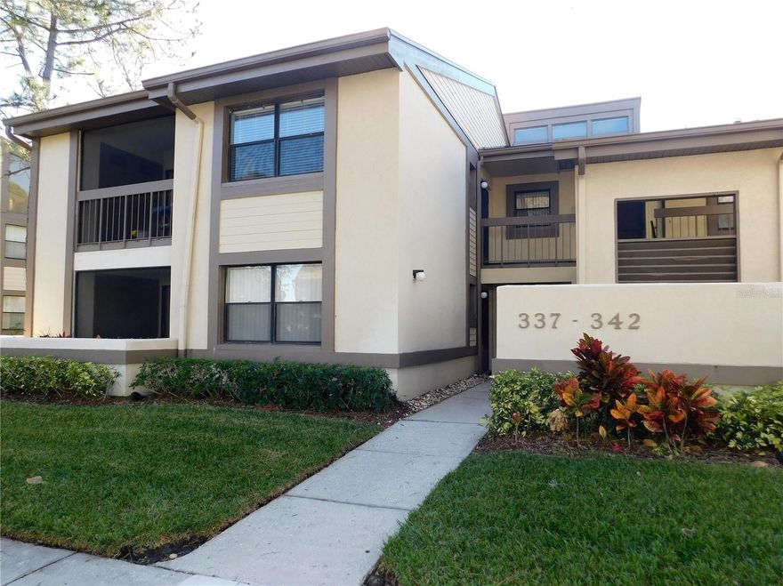 First floor end unit condo located in the Woodlake Run area of gated East Lake Woodlands Country Club golfing community with pond views and preserve back drop.  The condo has a living/dining combination with sliding doors from the kitchen area out to the screen enclosed lanai where the washer and dryer are located in the utility closet.  There is also an additional slider off the living area out to your larger screen enclosed lanai overlooking the pond.  The condo offers a split bedroom plan and each bedroom has sliding glass doors out to the lanai's.  The primary bedroom has a walk in closet, primary bath with shower/tub combination and oversized linen closet.  Guest bath with walk in shower and its' own linen closet.  If you are ready to explore, the location of the condo is fantastic - starting with the nearby community heated pools (two of them) or visit/join the Ardea Country Club that offers two 18 hole golf courses, their own pools, tennis, pickleball, fitness center, Clubhouse, restaurant and activities.  The condo is an easy commute to Westfield Countryside Mall, area shopping, various restaurants and entertainment plus the sandy beaches of Honeymoon Island along with local parks and walking trails for your low stress lifestyle.  More dining and shopping in the surrounding downtown areas of Tarpon Springs, Dunedin and Safety Harbor.  PLEASE NOTE THAT MOLD HAS BEEN REPORTED IN THE CONDO AND AN AIR QUALITY TESTING AND RECOMMENDATOINS REPORT HAS BEEN DONE BY ABLE BUILDERS.  THIS REPORT CAN ONLY BE SHARED FOR INFORMATIONAL PURPOSES AND ANY POTENTIAL BUYER NEEDS TO HAVE THEIR OWN INSPECTION AND REPORTS.  POTENTIAL SHOWINGS SHOULD ENTER AT THEIR OWN RISK AS MOLD IS A HAZARDOUS SUBSTANCE.