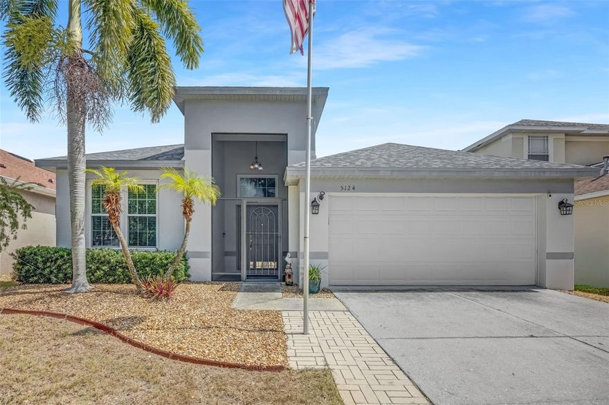 One or more photo(s) has been virtually staged. "APOLLO BEACH" Welcome to the peaceful gated community of Braemar, an area that remained unaffected by the recent storms adding peace of mind to your ideal location. This beautiful 3 bed, 2 bath, with office/bonus room, and a 2 car garage home offers style, and a water view. Solar Panels installed (2024)to ensure you always have those low utility bills for years to come. Roof (2019), Impact Windows (2021) with 140 MPH Area. The front entry is screened-in to provide extra coverage for you and your packages. The inside is a well-maintained interior with high ceilings and an open floor plan with a beautiful Tundra to welcome you in. The spacious, eat-in kitchen features a stylish backsplash, beautiful 42" wood cabinets, Corian surface countertops, and other desirable features such as a flat surface stove and all stainless steel appliances. The owner's suite highlights new carpeting and an en-suite bathroom that has a step-in shower, dual sinks, a garden tub, and a walk-in closet that has ample space for all those Florida clothes. The two additional bedrooms are generously sized with new carpet as well. The home also boasts a backyard with decorative landscaping and additional side area for the pets to run.  The highlight of this home is the oversized screened-in lanai, providing a perfect space to relax and enjoy breathtaking views of the lake and spectacular sunsets. Whether you’re unwinding after a long day or entertaining guests, the lanai offers an ideal setting to enjoy the serene surroundings. Tucked away in the thriving city of Apollo Beach, Braemar offers an exceptional living experience with fantastic community amenities, including a sparkling pool, a fun-filled playground, low HOA fees, and no CDD fees. The location is unbeatable, with a new Publix shopping center just around the corner, and popular restaurants like Circle’s, Finn’s and Apollo Beach Diner (recognized by 98Rock as one of the best diners in Florida)just moments away. Commuting is a breeze with quick access to US 41 and I-75, putting you within easy reach of the Tampa, Bradenton, and surrounding areas. Not only is Braemar situated near all the fun and entertainment you could ask for but also ensuring you won’t have to worry about any flooding from the recent storms given it elevation. And let’s not forget, you’re only a half-hour drive from some of the most famous beaches/marinas! So grab your swim suits/towels and head to the beach.  Give me a call today and schedule your own private showing.