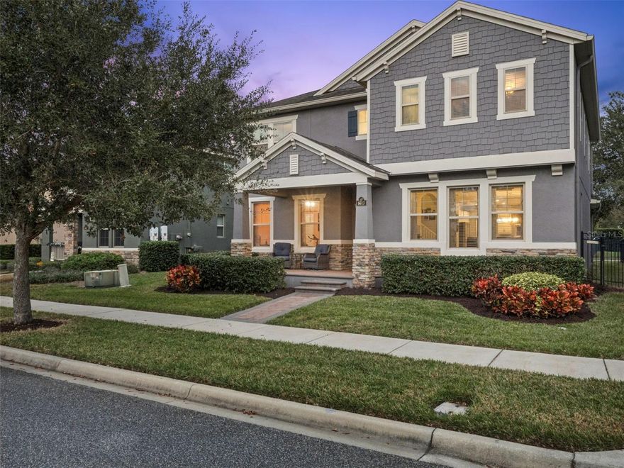 Offered for the first time by its original owners, this lovingly cared for Glendale floor plan showcases unforgettable sunset views across Lake Hickory Nut, enjoyed nightly from the welcoming front porch. Positioned in the highly desirable first phase of Waterleigh, the home offers immediate access to the community’s renowned amenities without the longer drives found deeper within the neighborhood, delivering an ideal blend of convenience and lifestyle.
Exceptional curb appeal with a craftsman-inspired façade sets the tone, while the expansive front porch invites you inside to a thoughtfully designed layout that adapts effortlessly to a variety of living needs. The entry opens to a spacious great room where a wall of windows frames sparkling lake views and fills the home with natural Florida light. The kitchen is equally impressive, featuring abundant cabinetry, a large prep island perfect for gatherings, a closet pantry for added storage, and upgraded appliances that all convey.
A generous downstairs bedroom overlooking the lake offers flexibility and is currently used as a home office. Upstairs, the living space continues with a sizable bonus room, a true ensuite bedroom with a large walk-in closet, and an oversized secondary bedroom, both capturing stunning lake views. The owner’s suite is a relaxing retreat with dual walk-in closets, separate vanities, a walk-in shower, and a soaking garden tub. An upstairs laundry room designed for everyday convenience includes the washer and dryer. Added features such as central vacuum and a whole-home water filtration system enhance comfort and functionality throughout.
Ideally located just minutes from Disney, the 429 expressway, and the vibrant Hamlin retail and dining district, this home also benefits from proximity to highly rated public schools and several respected private campuses. Waterleigh residents enjoy two resort-style clubhouses, pools, fitness centers, sports courts, dog parks, mini golf, and miles of walking and biking trails, with lawn care included in the HOA for truly low-maintenance living.
Combining an unbeatable location, a versatile and spacious floor plan, and lake views that simply cannot be replicated, this exceptional home represents outstanding value and is priced to sell. This is a rare opportunity to own a waterfront-view home in one of the area’s most sought-after communities.