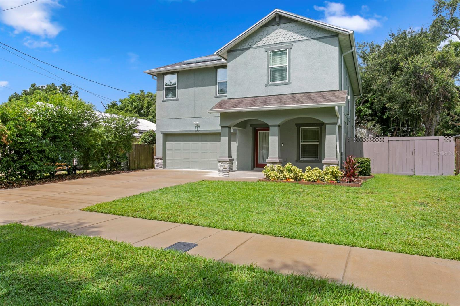 Bright and beautifully upgraded, this 2019-built home sits on an oversized 55x130 lot just minutes from MacDill AFB and Bayshore Blvd. Featuring 4 bedrooms, a spacious loft, 2.5 baths, and over 2,400 sq ft, the home boasts wood-look tile and LVP flooring (no carpet!), a custom kitchen with GE Café appliances and built-ins, and a cozy living area with feature wall and fireplace. Upstairs you'll find a generous owner's suite with tray ceiling, spa-like bath, and custom walk-in closet, plus three additional bedrooms, a large loft, and laundry room with built-ins.
Outside, enjoy a heated pool and spa (2023), expansive fenced backyard, and a charming custom shed. The garage has epoxy floors, overhead storage, and its own A/C - perfect for a home gym or workshop. Additional upgrades include paid-off solar panels, smart home systems, and a 400-amp electrical panel. Located in a non-flood zone near parks, shopping, Ballast Point and MacDill Air Force Base - this is South Tampa living at its best!