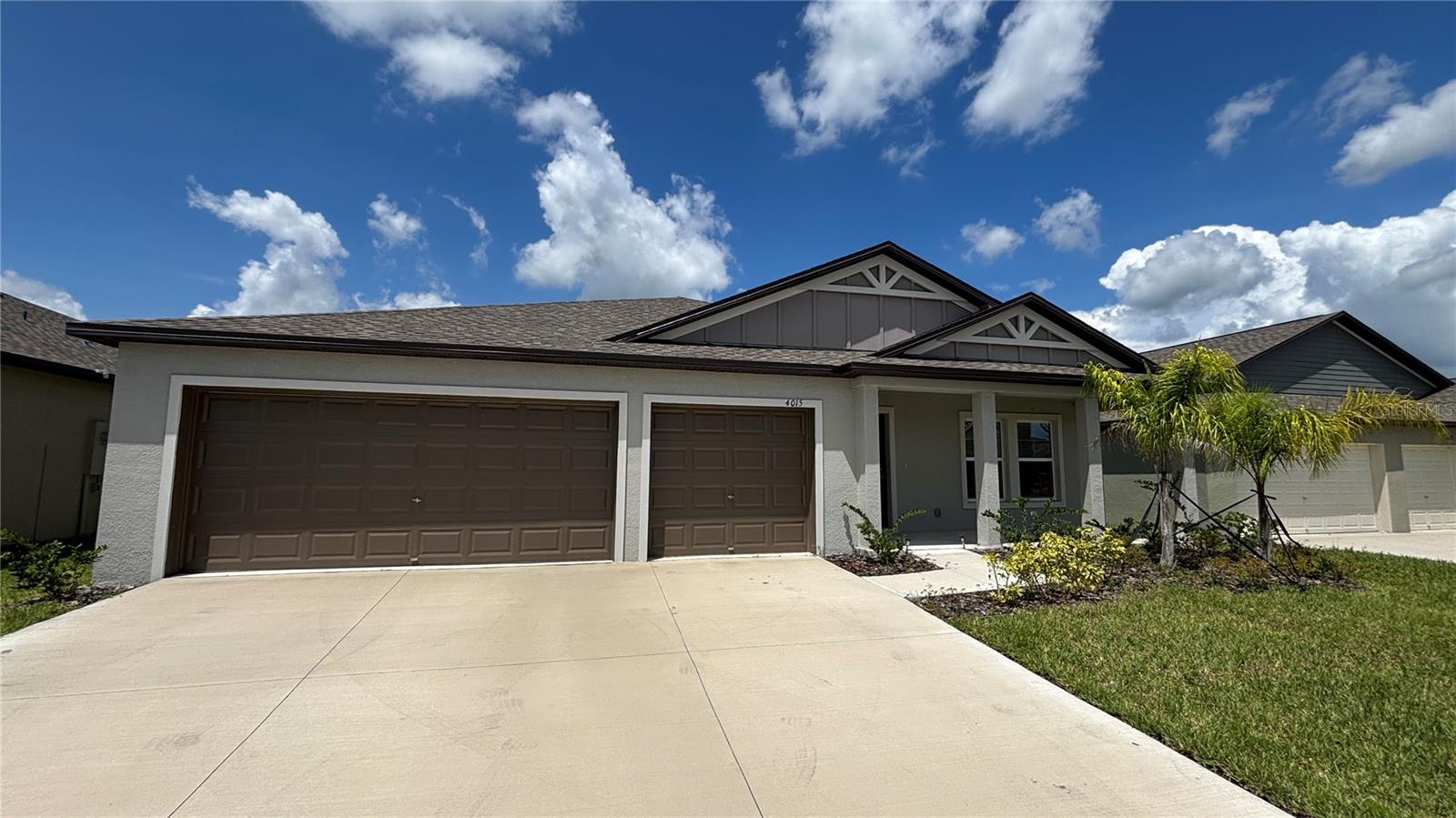 Move in ready ALMOST BRAND NEW HOME (2024) in North Park Isle. 4 bedrooms, 2 bathrooms, with additional flex space perfect for den, office, or formal dining room. Over 2200 sq/ft of living space. Ceramic tile throughout living areas and wet areas. Carpet only in bedrooms. Spacious master suite and master bath with dual sinks, walk in shower, and HUGE walk in closet. Gourmet kitchen with quartz counters and stainless steel appliances. Highly desirable split floor plan. 3 car garage! Covered back porch with beautiful pond views. Community amenities include resort style pool, clubhouse, basketball, pickleball, playground and more! Within a couple miles to I-4 making for an easy drive to Tampa, Lakeland, and Orlando. And under 5 minutes to the brand new South Florida Baptist Hospital! One or more photo(s) was virtually staged.
