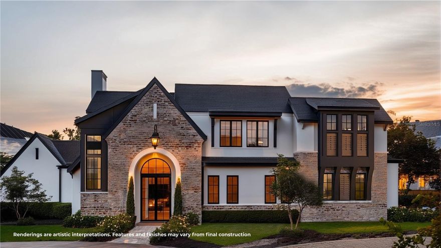 Under Construction. Tucked away on a quiet cul-de-sac in the coveted Park Grove community, this home sits on an expansive 0.37-acre lot, just moments from the boutiques, dining, and charm of Park Avenue. The exterior makes a striking first impression with a refined architectural façade that feels both timeless and distinctive. Inside, a dramatic 20-foot foyer welcomes you with abundant natural light and a sense of scale that is impressive yet inviting. The layout flows seamlessly into a warm, elevated great room featuring soaring ceilings, wide-plank hardwood floors, exposed wood beams, handcrafted millwork with integrated shelving, subtle LED accent lighting, and a statement fireplace. The kitchen serves as the heart of the home, thoughtfully designed for both everyday living and entertaining. It is anchored by a premium Thermador appliance suite, elegant stone countertops, a spacious center island, and finely crafted cabinetry. A well-appointed butlers pantry adds an extra layer of function and discretion, making hosting effortless. Expansive glass doors connect the main living areas to the outdoors, creating a natural indoor-outdoor flow. Designed with flexibility and privacy in mind, the home offers multiple primary suites, including one on the main level and another upstairs. Each is envisioned as a true retreat, featuring spa-inspired bathrooms with freestanding soaking tubs, expansive walk-in showers, dual vanities, and oversized walk-in closets. Additional suites throughout the home provide the same elevated level of comfort and privacy. Upstairs, a spacious loft and game room create an additional living area ideal for media, relaxation, or entertaining. Two dedicated laundry rooms further enhance daily convenience and reflect the homes thoughtful approach to elevated living. Outdoors, the property transforms into a private resort-style setting. A beautifully designed pool and spa are complemented by a large, covered lanai and fully equipped summer kitchen, all surrounded by a spacious backyard offering rare privacy for the area. A three-car garage completes the residence, seamlessly integrated for both form and function. What truly distinguishes this home is its location. From your front door, enjoy a walkable lifestyle to Park Avenue, known for its renowned dining, boutique shopping, wine bars, and cafés. Nearby Hannibal Square and Winter Park Village provide additional cultural, dining, and retail experiences just minutes away. This residence represents a timeless expression of refined luxury, thoughtfully designed and meticulously executed in one of Winter Parks most desirable neighborhoods. All photos and visuals are architectural renderings and artistic interpretations; finishes and features may vary during construction.