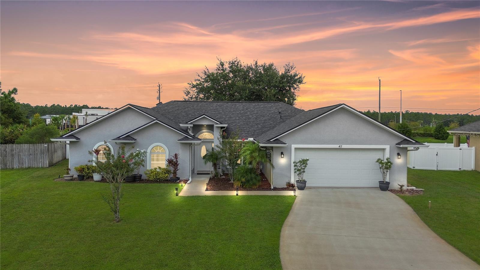 Well-maintained ranch in Palm Coast! This concrete block & stucco home features a new roof (2024), HVAC updated in 2017, and comes partially furnished with a 10,000-watt generator & transfer panel (powers whole home except stove & HVAC). Enjoy vaulted ceilings, tile & carpet floors, and a screened covered patio overlooking the fenced yard. Outside includes an irrigation well & sprinkler system for easy lawn care. The oversized 2-car garage offers ample storage. Utilities: public water, PEP sewer, cable-ready. Move-in ready with major upgrades already complete!
All information pertaining to the property is deemed reliable, but not guaranteed. Information to be verified by the Buyer. Be advised that cameras may exist recording audio and video inside/outside the property, such as ring doorbells. Photos are digitally enhanced and could be altered, please verify.