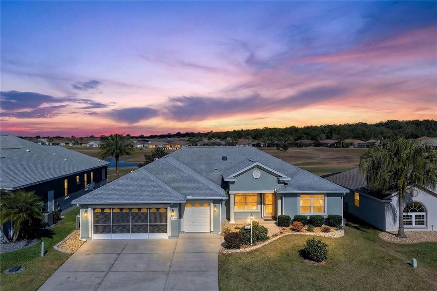 ABSOLUTELY STUNNING GOLF COURSE HOME with SPECTACULAR VIEWS of the  #5 & #6 GREENS and a  POND VIEW AS WELL!!!!! 

THIS CEDAR 2/2 Model with a DEN and BONUS ROOM boasts a NEUTRAL COLOR PALETTE throughout.The KITCHEN has BEAUTIFUL GRANITE COUNTERTOPS, WHT 42" CABINETS,VINYL FLOOR, UPDATED APPLIANCES-(including a DOUBLE OVEN /CONVECTION MICROWAVE ), PANTRY, AND COAT CLOSET.There are NO CARPETS in this HOME.The DEN has a MINI SPLIT for extra COMFORT.The LIVING AREAS are OPEN CONCEPT and have DURABLE LAMINATE FLOORING. The LARGE MASTER BEDROOM has VIEWS of the GOLF COURSE and a SLIDING GLASS DOOR onto the ENCLOSED LANAI. The MASTER BATHROOM features a DOUBLE VANITY, COMFORT TOILET,TILED SHOWER AND LARGE WALK-IN CLOSET. The GUEST BEDROOM has VIEWS of the GOLF COURSE and access to a PATIO via a SLIDING GLASS DOOR.The BONUS ROOM has a BUILT IN DESK w/SHELVES and a CLOSET. The LANAI is ENCLOSED with LOW-E DOUBLE PANE WINDOWS and the VIEW is MAGNIFICENT.The  2- CAR GARAGE with a GOLF CART GARAGE is generous in SIZE and  has WIFI GARAGE DOOR OPENERS,GARAGE SCREENS, SINK and WALL CABINETS. OTHER FEATURES INCLUDE: 2-HVAC UNITS-(2018)~HOME WAS PAINTED OUTSIDE -(2025)~ROOF-(2022)~40 GALLON HT WT HEATER-(2017)~ENCLOSED LANAI (2024)~VIDEO DOORBELL~ 8-SECURITY CAMERAS~HONEYWELL ALARM SYSTEM~WIFI THERMOSTATS ~ SOLAR TUBE, 2-ATTIC ACCESSES~ELECTRIC PANEL W/HOUSE SURGE PROTECTION~ ELECTRIC PANEL IS WIRED FOR A GENERATOR(PORTABLE GENERATOR NOT INC)~HOT WATER RECIRCULATION PUMP~FIRE PROOF WALL SAFE~2 HIGH DEFINITION TV'S.You will find Easy Access by Golf Cart to GOLF, SHOPPING, and RESTAURANTS!!!! DON'T WAIT, CALL TODAY TO SEE THIS WONDERFUL HOME and BEGIN LIVING IN THIS AWESOME 55+ COMMUNITY!!!!!