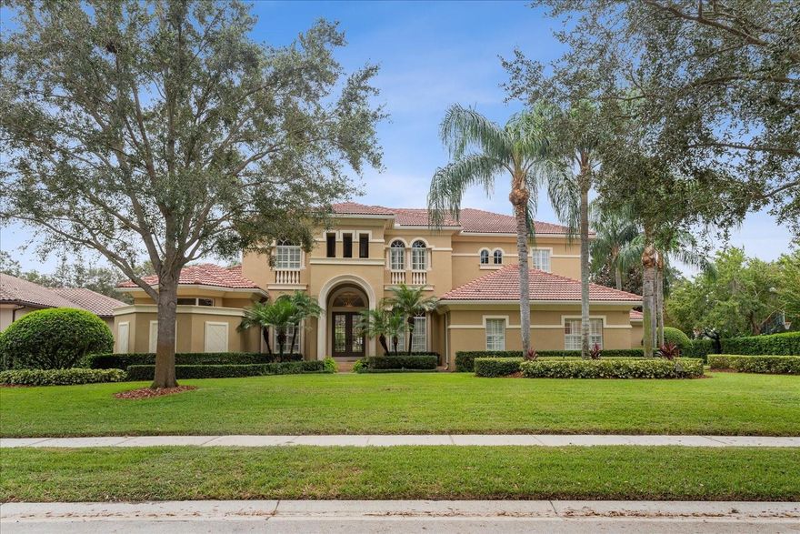 Keene's Pointe - gated/24-hour attended golf course community featuring The Golden Bear Club. A members-only 18-hole golf course offering golf, tennis, fitness, dining and swimming.  Beautifully situated off of the 16th green offering both golf course view and privacy.  This home features 6 bedrooms and 7 1/2 baths with two large Master Suites (one upstairs/one downstairs), a large office, upstairs game room with wet bar and sliding glass doors accessing the screened in lanai overlooking the golf course, and an enormous utility mud/study area. One of the upstairs bedrooms could easily be converted into a home gym/workout area. The kitchen features a wet bar, island, quartzite countertops and stainless steel appliances. The open floor plan flows into the lanai with summer kitchen and tropical pool and spa, providing the perfect setting for entertaining. This home has many new updates including low-maintenance flooring on the first floor, interior paint, updated kitchen, lighting, refinished pool, and much more.   Minutes to Disney, shopping, restaurants, hospitals, and top-rated Windermere public and private schools!