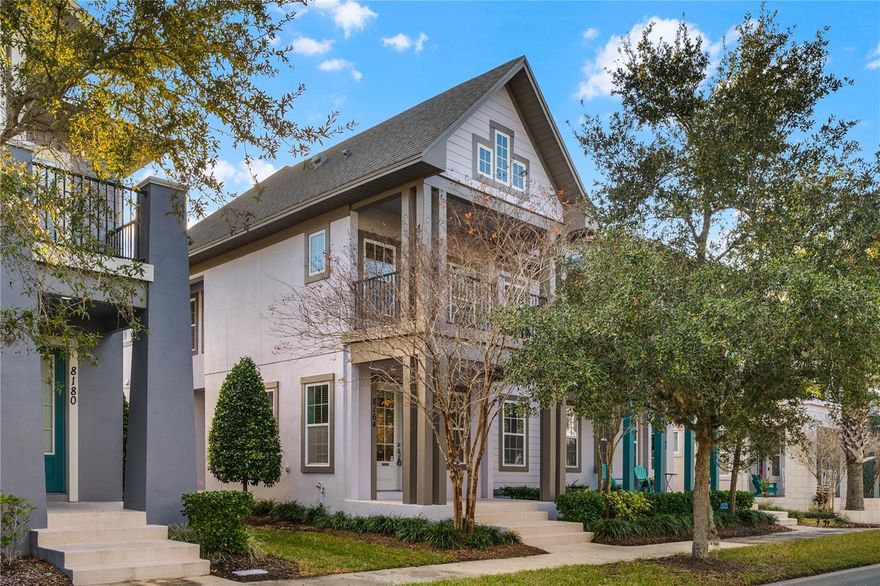 Experience the perfect harmony of comfort, style, and flexibility in this beautifully designed 3-bedroom, 2.5-bath townhome, offering the spaciousness and privacy of a single-family home with the ease of low-maintenance living in Lake Nona’s most dynamic community. Thoughtfully planned with multiple outdoor living areas, this residence invites you to enjoy Florida’s sunshine and breezes throughout the day. The open-concept main level is ideal for both everyday living and entertaining, featuring elegant ceramic tile flooring, soaring ceilings, and a modern kitchen equipped with quartz countertops, premium stainless steel appliances, and generous cabinetry. A convenient half bath enhances functionality for guests, while a spacious covered front porch and a private upstairs balcony provide serene outdoor retreats. Upstairs, features an upgrades staircase and handrails,  the primary suite offers a peaceful escape with a walk-in closet and an en-suite bath. Two additional bedrooms and a full bathroom create flexibility for family, visitors, or a home office. The oversized two-car garage and extended driveway offer ample parking and storage solutions. Nestled in the heart of Laureate Park, you’ll enjoy access to top-tier amenities just steps away, including a resort-style aquatic center, state-of-the-art fitness facility, courts for basketball, tennis, and pickleball, playgrounds, dog parks, the Dockside event venue, and the beloved Canvas Restaurant. High-speed internet, exterior maintenance, and landscaping are all covered by the HOA, giving you more time to relax and enjoy life. Located just minutes from Lake Nona Medical City, USTA National Campus, Boxi Park, Orlando International Airport, and top-rated schools, this exceptional home offers the best of Central Florida living. Don’t miss your opportunity to make it yours.