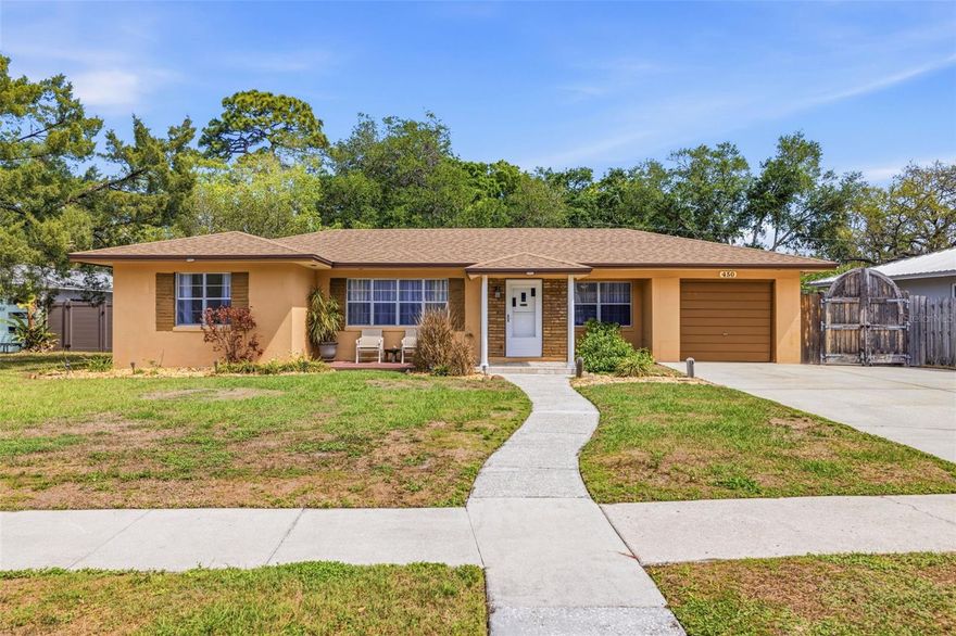 Welcome home to this charming Dunedin gem, ideally situated in one of the area’s most sought-after locations where coastal living, small-town charm, and everyday convenience come together effortlessly. Nestled on a spacious 0.20-acre lot, this property offers an incredible opportunity to enjoy the laid-back Florida lifestyle that makes Dunedin so special. Just a short stroll to the Pinellas Trail and the Gulf, this home offers added peace of mind with no flood insurance required. Sidewalks wind throughout this well-established, no HOA community, adding to the neighborhood’s welcoming appeal. From the moment you arrive, the home welcomes you with a covered front porch and a layout designed for comfortable everyday living. Inside, you’ll find 2 bedrooms, 2 bathrooms, a flex room, and a Florida room across 1,152 square feet, offering plenty of versatility to fit your needs. Architectural arch details add character throughout, while laminate flooring in the bedrooms brings warmth and charm. The kitchen features updated stainless steel appliances, including a refrigerator and dishwasher replaced in 2026. Out back, the large backyard offers endless potential to create your dream outdoor oasis, while covered golf cart parking in the rear of the home perfectly complements the Dunedin lifestyle. A newer 2019 roof adds even more peace of mind. What truly sets this property apart is its location. Living here means being just moments from some of Dunedin’s most loved local spots, outdoor attractions, and waterfront destinations. The Pinellas Trail is just down the road, making it easy to enjoy biking, jogging, walking, or golf cart cruising through town. Spend your days kayaking, paddleboarding, fishing, or simply taking in the coastal views and breathtaking sunsets at the Dunedin Causeway. For beach lovers and outdoor enthusiasts, you're minutes from Honeymoon Island State Park and Caladesi Island, both known for their beautiful Gulf waters, nature trails, and relaxed Old Florida feel. Whether your weekends include beach days, shelling, biking, or boating, it’s all within easy reach. You’re also just a short drive or golf cart ride to Downtown Dunedin, one of Pinellas County's most beloved downtown districts. Enjoy locally owned restaurants, breweries, coffee shops, boutiques, waterfront parks, farmers markets, live music, and year-round community events that give this town its unmistakable charm. It’s the kind of place where you can grab brunch, catch a sunset, and stroll the marina all in the same afternoon. Beyond the lifestyle appeal, this location also offers excellent everyday convenience with nearby grocery stores, shopping, schools, medical offices, and easy access to Clearwater, Palm Harbor, and the rest of Tampa Bay. Whether you’re looking for a full-time residence, seasonal retreat, or investment opportunity in one of the Gulf Coast’s most desirable communities, this property delivers on both lifestyle and location. Schedule your showing today!