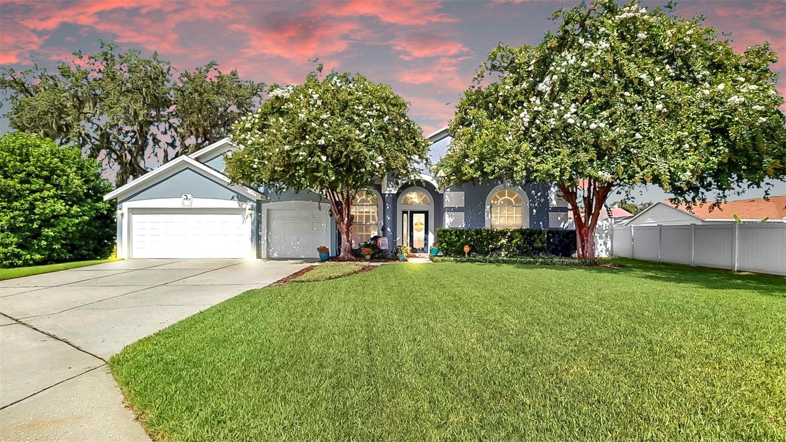 Gorgeous 4 BR/3 BA POOL HOME in a CUL-DE-SAC in the charming Bloomingdale Golf Course neighborhood of Bristol Green. Over 1/4 acre of beautiful landscaping, meticulously maintained inside, pride of ownership is evident throughout! HVAC installed 2020, Freshly painted exterior in 2023, Pool heater replaced in 2020. Inside features an open 3 way split plan with space for everyone. Primary Bedroom has it's own entry/exit to the oversized Lanai and screened pool with spa! Primary bathroom opens with a custom barn door and includes dual large closets. Separate entrance/exit to third full bath for guests to use while entertaining outdoors. Kitchen has SS appliances w/smooth top range, solid wood cabinets, nice sized pantry and adjoining shelving for storing those kitchen accessories. Breakfast nook has a large window with views of the pool/spa and lanai. Office/Storage area in third bay of garage, which can also be converted back for garage use. Other features include crown molding, Culligan Water Softener, upgraded vanities in bathrooms, and a very beautiful pool/spa surrounded by brick pavers with an extended covered second lanai, great for entertaining. Plenty of attic space with flooring and drop down ladder. Top rated schools with a short commute to Tampa and MacDill AFB. All this, with top-rated schools, Bloomingdale Golf Club, parks (Pickleball, anyone?), YMCA, shops, restaurants, and breweries just minutes away—plus a LOW HOA and NO CDD fees. Homes like this don’t stick around.