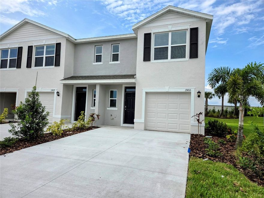 Brand New END UNIT WITH SPECIAL OFFER- ASK FOR DETAILS!! 3-Bedroom 2 1/2 bath 1 car garage townhome now available in Star Farms, Lakewood Ranch – Never Lived In! Be the first to live in this stunning brand-new townhome in the gated, resort-style community of Star Farms at Lakewood Ranch!  OWNER MAY ASSIST WITH HOA APPLICATION FEES WITH ACCEPTED LEASE! This modern 3-bedroom, 2.5-bath home features gorgeous quartz countertops throughout, luxury vinyl plank (LVP) flooring in main areas, cozy carpet in bedrooms, and an attached 1-car garage. The huge, private backyard is perfect for outdoor enjoyment. Best of all, the owner covers HOA fees, taxes and lawn care, making your move-in effortless! Nestled in the 700-acre multigenerational village of Star Farms, you can enjoy: Greenways & Trails: Three-loop trails for walking, biking, and enjoying nature in a gated setting. Sports & Recreation: Baseball field, sand volleyball, four-square, and planned outdoor activity areas. Dining & Social: Future Palm Bar restaurant (opening soon in 2025), The Event Center, and The Terrace Chef’s Patio for community events. Located in the award-winning Lakewood Ranch, Star Farms is minutes from top-rated schools (including a new K-8 school opening August 2025), University Town Center shopping, dining, cultural attractions, and Gulf Coast beaches. Enjoy weekly farmers’ markets, outdoor concerts, and the nearby 140-acre Premier Sports Campus. With HOA fees, pest control, and lawn care covered, these townhomes offer luxury, convenience, and a true resort-ranch lifestyle in one of Lakewood Ranch’s most sought-after communities!
