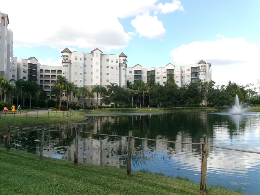 Exceptional 6th floor Vacation Condo unit with Water and Conservation views plus Evening Fireworks views from your private South-facing Balcony at The Grove Resort and Spa/Water Park in Orlando near Walt Disney World! Experience the Resort FUN yourself and enjoy the income-producing option to rent out your unit when you are away. This Full-service Fully-furnished Luxury Resort unit is the Birch model (split plan 1375 sq ft) in Bldg 1 section H; Two bedroom suites plus sleeper sofa in the great room, TVs in all rooms, Fully equipped Kitchen, inside private Laundry room, a short walk to Attached Garage parking, and the Fitness Center is conveniently just downstairs! Experience lifetime memories at the multitude of amenities on site: the Surfari Water Park with an amazing FlowRider Surf Simulator, Lazy River, Water slides, numerous pools and activities, cabanas, meeting areas, shopping options and Family Fun Center, or escape just minutes away to neighboring theme parks, shopping, restaurants, and more!