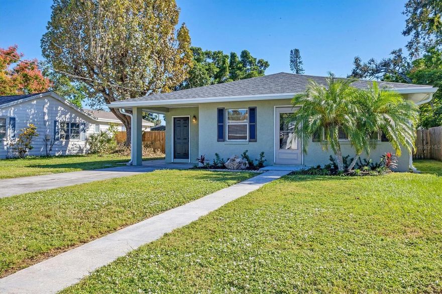 PRICE IMPROVEMENT! Welcome to this charming mid-century home tucked away in a quiet, well-established neighborhood in the heart of West Bradenton. Requiring no HOA or deed restrictions, this property provides endless opportunities for personalization and enjoyment. Just one block from Manatee High School and only minutes from downtown Bradenton, shopping, dining and pristine beaches of Anna Maria Island, the home combines classic charm with everyday convenience. In Flood Zone X, no flood insurance is required, and the property has sustained no hurricane damage, according to the owner. Upgrades completed in September 2025 include a new roof, new East and West fence, rain gutters, luxury vinyl plank flooring, fresh interior and exterior paint, new garbage disposal, and new toilets. Air conditioner and water heaters have been recently updated, ensuring peace of mind for years to come. The spacious backyard is ideal for entertaining, gardening or adding a future pool, while the oversized shed provides flexible space for storage, a workshop, hobby area or even a playhouse. Move-in ready and filled with character, this home offers a blend of mid-century charm, modern updates and an unbeatable West Bradenton location.