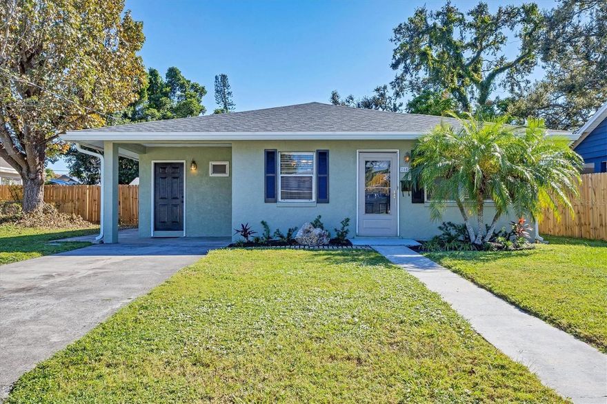 Welcome to this charming mid-century home tucked away in a quiet, well-established neighborhood in the heart of West Bradenton. Requiring no HOA or deed restrictions, this property provides endless opportunities for personalization and enjoyment. Located just one block from Manatee High School and only minutes from downtown Bradenton, shopping, dining, and the pristine beaches of Anna Maria Island, the home combines classic charm with everyday convenience. Situated in Flood Zone X, no flood insurance is required, and the property has sustained no hurricane damage. Upgrades completed in September 2025 include a new roof, rain gutters, luxury vinyl plank flooring, fresh interior and exterior paint, new garbage disposal, and new toilets. A/C and water heaters have been recently updated, ensuring peace of mind for years to come. The spacious backyard is perfect for entertaining, gardening, or adding a future pool, while the oversized shed provides flexible space for storage, a workshop, hobby area, or even a playhouse. Move-in ready and filled with character, this home offers the perfect blend of mid-century charm, modern updates, and an unbeatable West Bradenton location.