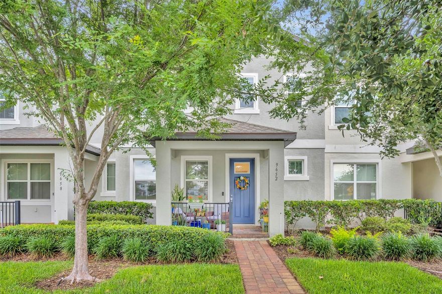 Welcome to luxury, comfort, and low-maintenance living in the heart of highly sought-after Horizon West! Nestled within the desirable WaterMark community, this stunning 4-bedroom, 2.5-bath townhome blends modern upgrades, functional living spaces, and unbeatable convenience in one beautifully designed package. Step inside to discover a bright and airy open-concept floor plan filled with natural light and enhanced by stylish finishes throughout. One of the home’s most desirable features is the completely carpet-free interior, offering a clean, modern aesthetic along with easy maintenance and durability. The main living areas showcase elegant tile flooring, spacious gathering areas, and seamless flow perfect for entertaining or everyday living. The chef-inspired kitchen is designed to impress with upgraded granite countertops, an extended tile backsplash wrapping the kitchen and island, rich cabinetry, stainless steel appliances, and a walk-in pantry. Whether hosting guests or preparing family meals, this kitchen offers both beauty and functionality. A downstairs bedroom provides the flexibility ideal for a guest suite, private office, workout room, or playroom. Upstairs, beautiful luxury vinyl flooring continues throughout the second level, creating a cohesive upscale feel. The spacious owner’s retreat features tray ceilings, dual closets, and a spa-style en-suite bathroom complete with dual vanities and an oversized walk-in shower. Additional bedrooms are generously sized with abundant natural light and versatile layouts. Outside, enjoy exceptional curb appeal with a refreshed paver driveway and newly sealed front porch. The private screened courtyard creates the perfect outdoor escape for entertaining, morning coffee, relaxing evenings, or creating your own garden sanctuary. Recent interior paint updates add to the home’s fresh, truly move-in-ready appeal. Located in one of Central Florida’s fastest-growing and most desirable communities, residents enjoy access to resort-style amenities including two community pools, fitness centers, scenic walking trails, playgrounds, dog parks, and clubhouse. Conveniently located near Hamlin Town Center, top-rated schools, Disney attractions, and major highways. Modern upgrades, functional living space, and an unbeatable Horizon West location make this home truly move-in ready.